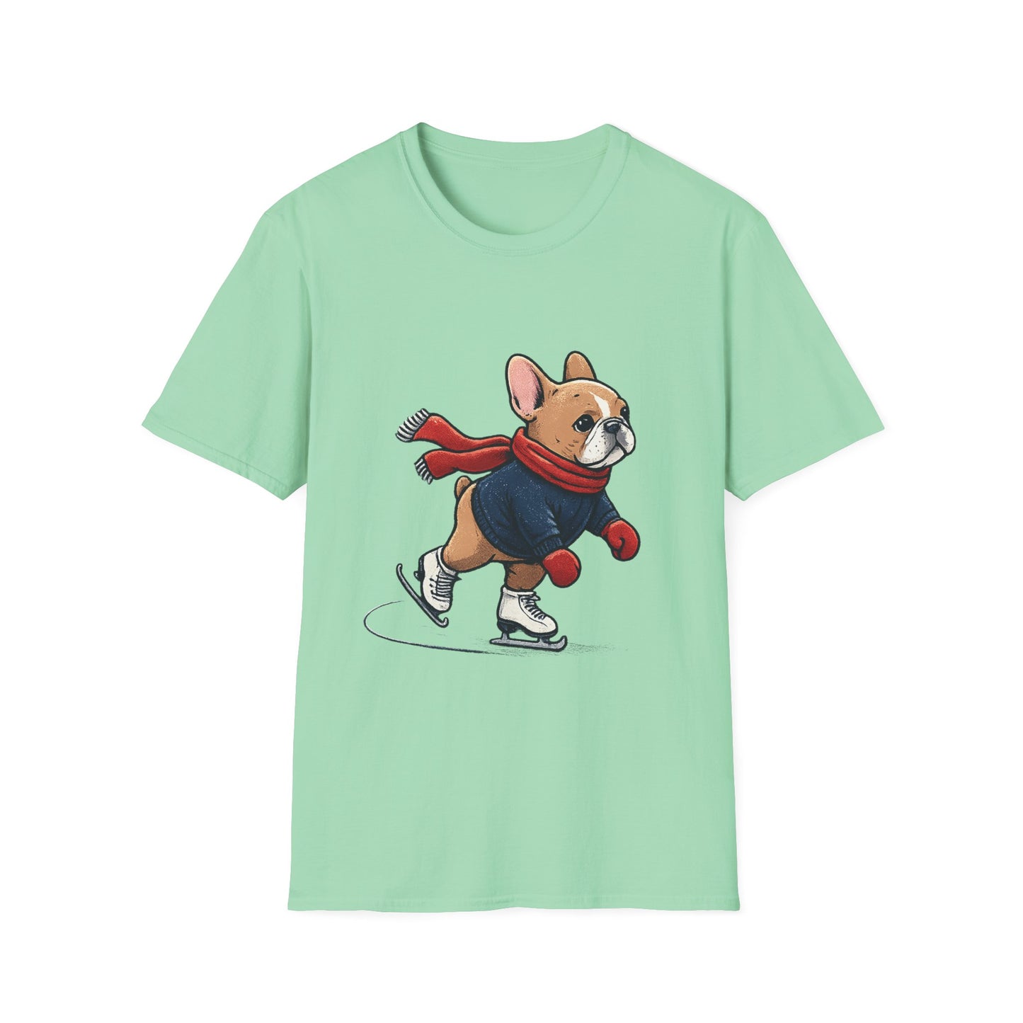 French Bulldog Ice Skating Shirt – Cute Winter Frenchie Tee, Holiday Dog Lover Gift, Skating Frenchie T-Shirt, Cozy Winter Puppy Graphic Tee