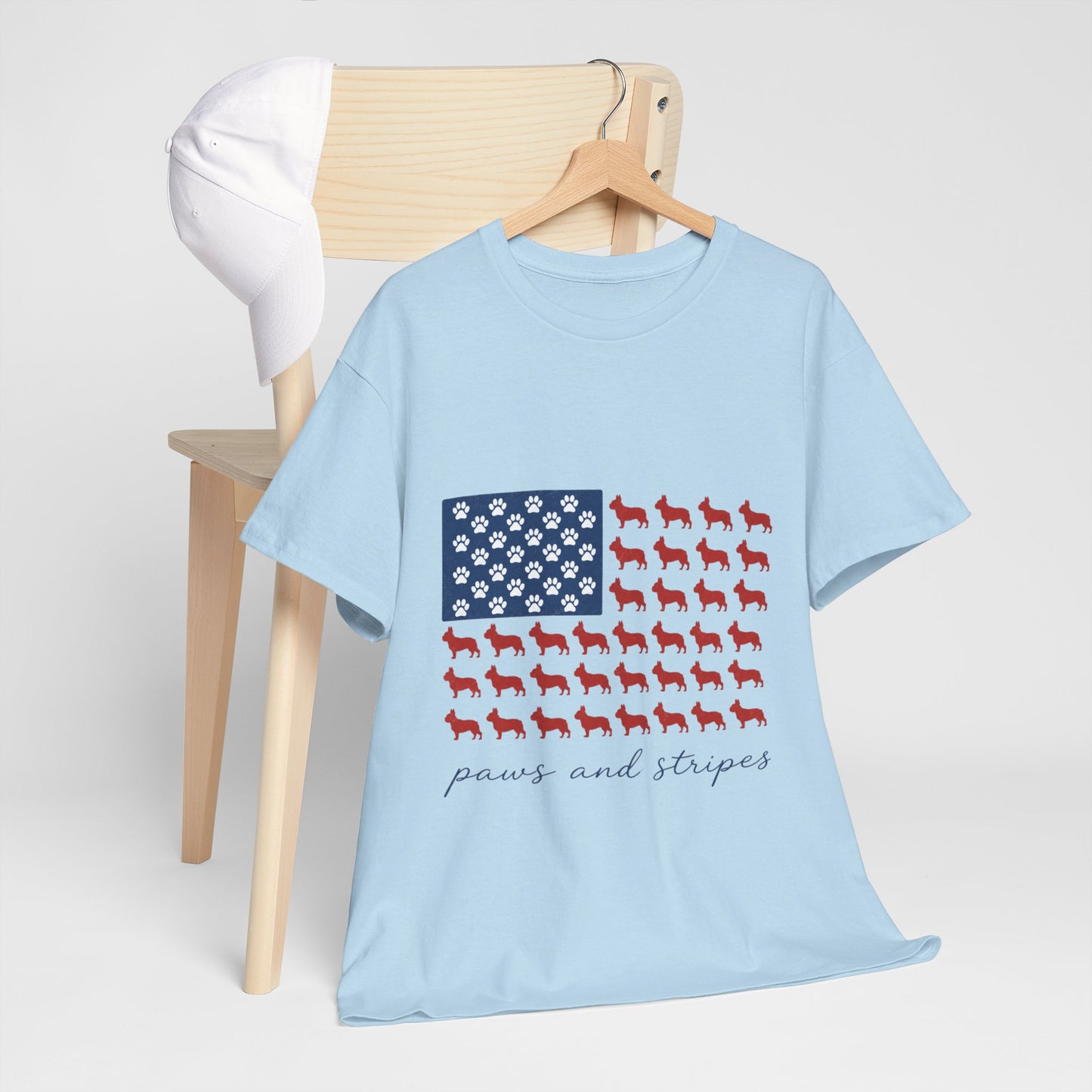 Paws and Stripes Shirt, Patriotic French Bulldog Tee, Frenchie American Flag Shirt, 4th of July Dog Lover Gift, USA Frenchie Tee