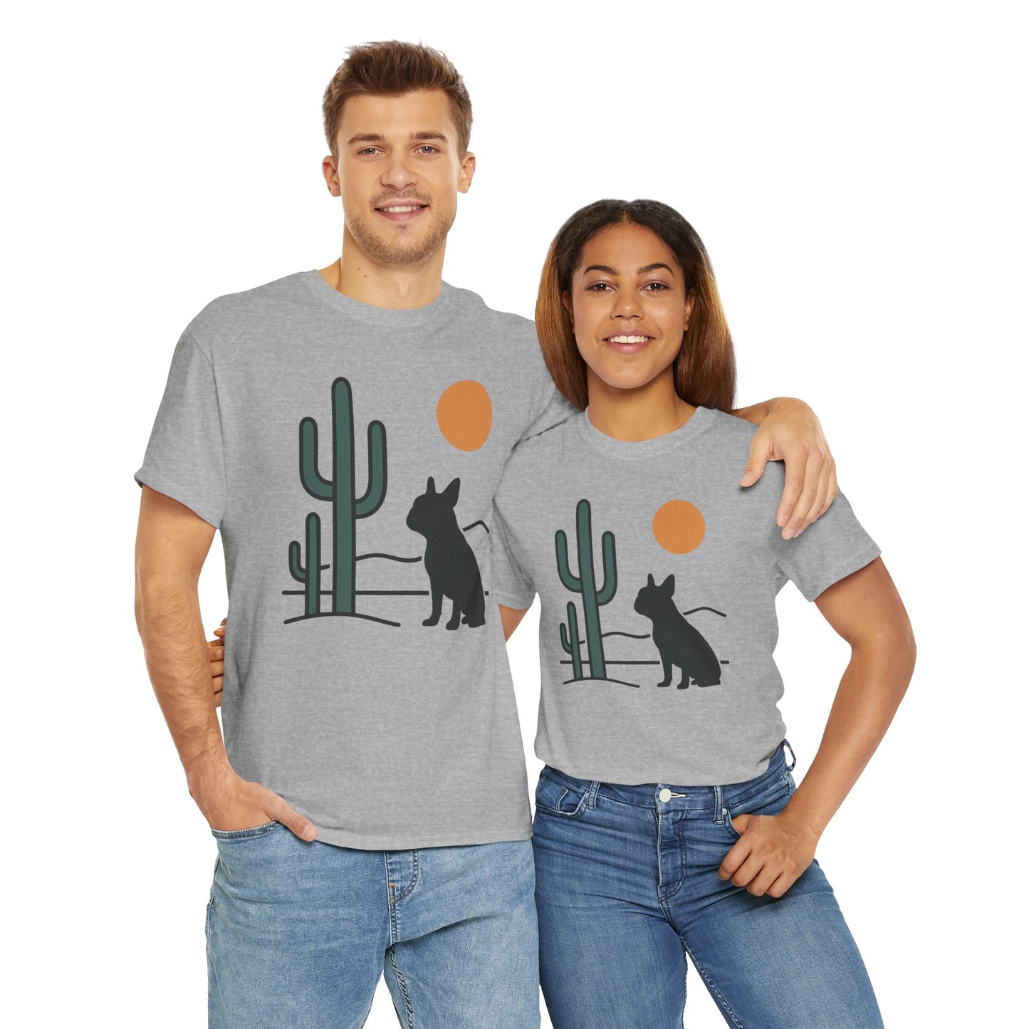Desert Frenchie T-Shirt | Minimalist Cactus Dog Tee | French Bulldog Desert Sunset Shirt | Pet Lover Gift | Modern Graphic Dog Mom Tee