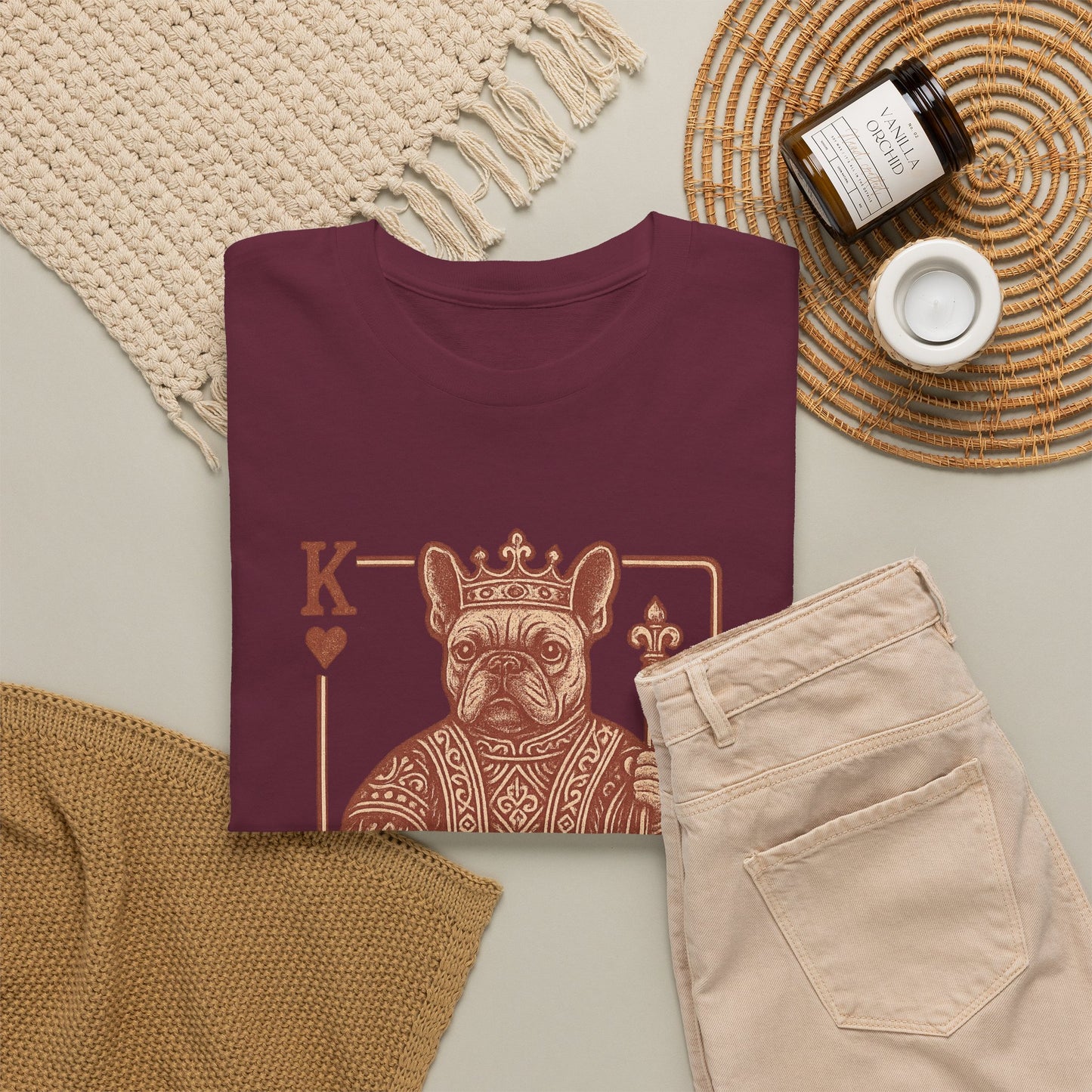 King French Bulldog Shirt, Frenchie Playing Card Tee, Royal Frenchie T-Shirt, Vintage French Bulldog Graphic Shirt, Dog Lover Gift, King of Hearts Frenchie Tee