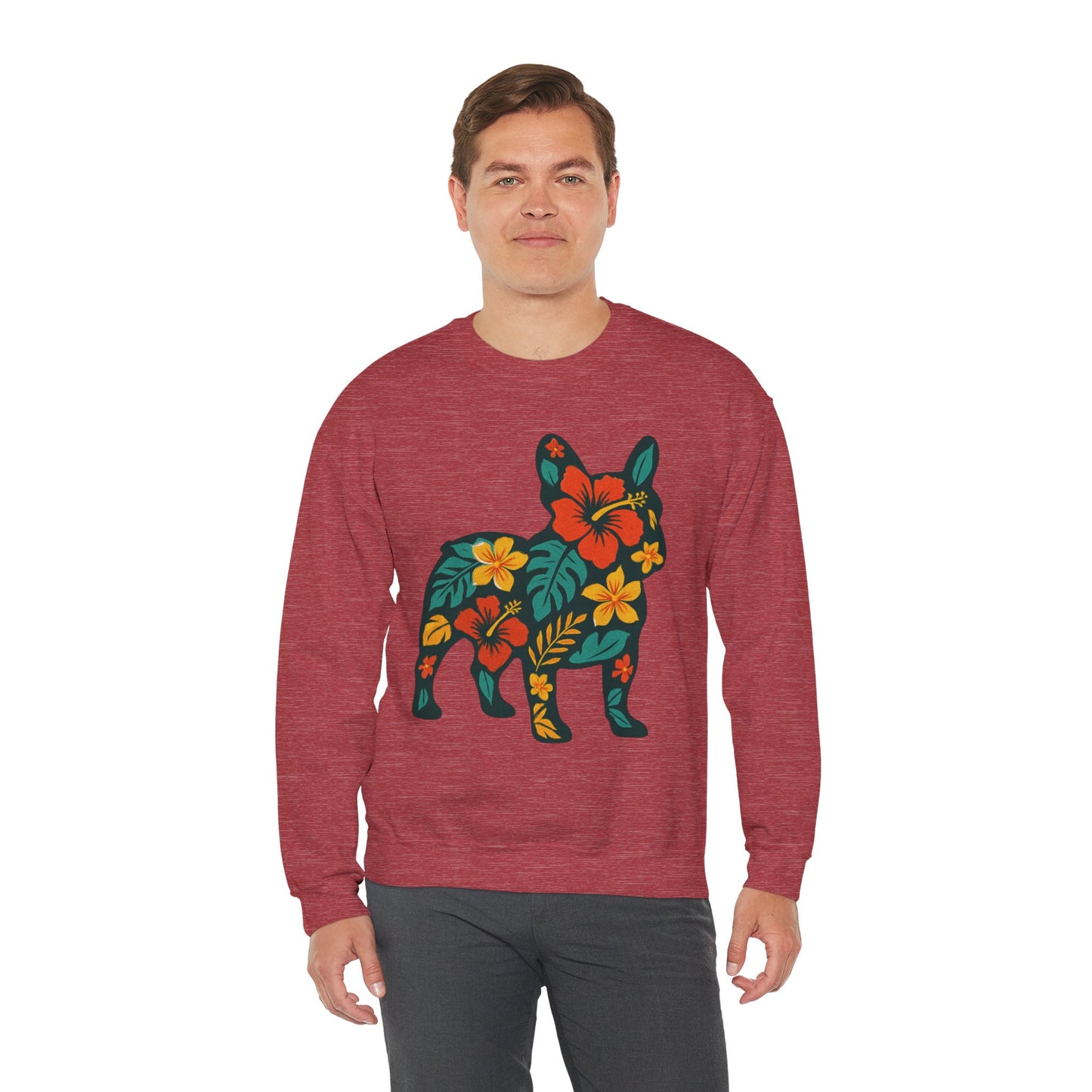 Hawaiian French Bulldog Sweatshirt | Tropical Floral Frenchie Sweater | Summer Dog Lover Gift | Cute Floral Frenchie Pullover