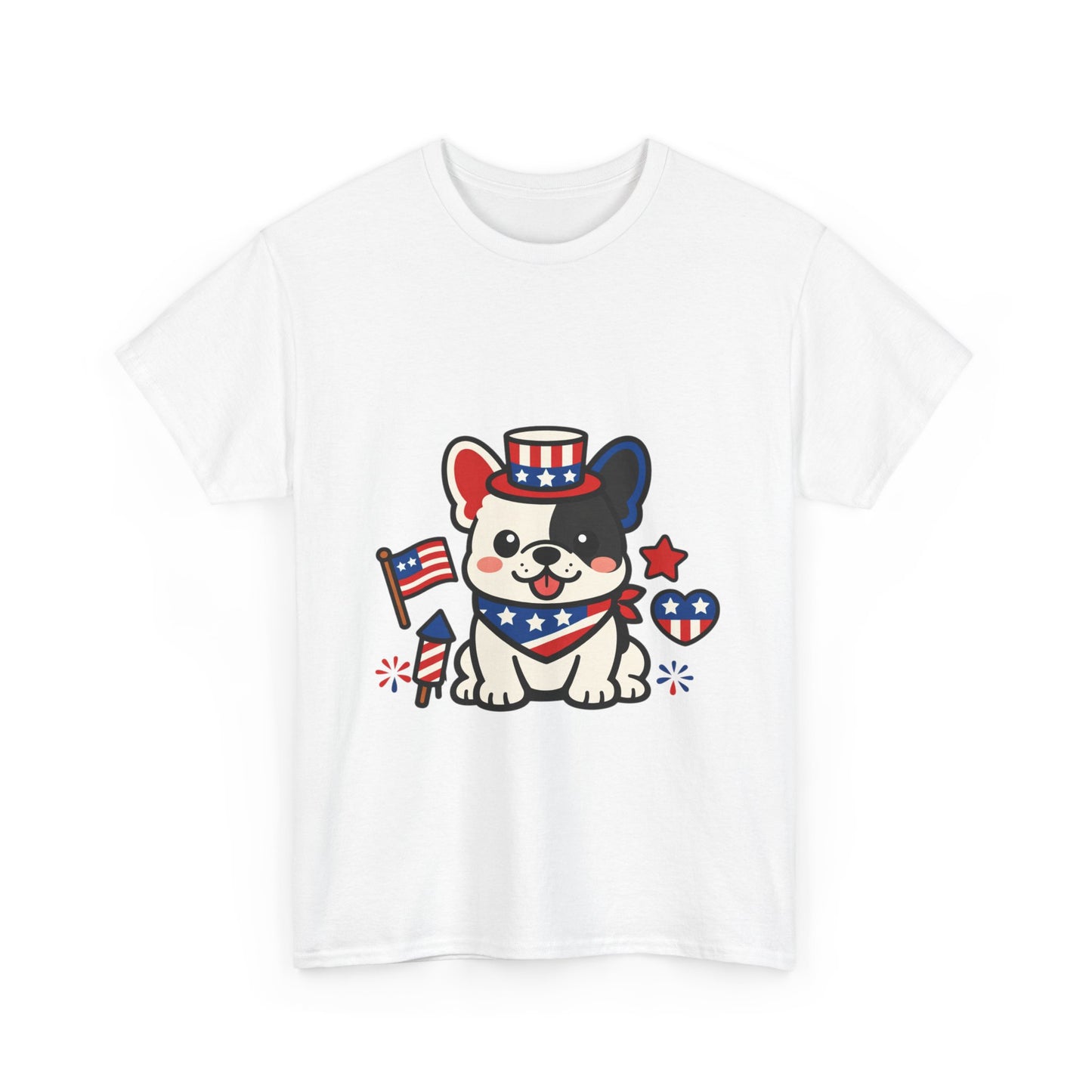 Cute Patriotic French Bulldog Shirt, Kawaii frenchie Fourth of July Tee, American Flag Puppy Shirt, USA Dog Lover Gift, Patriotic Frenchie