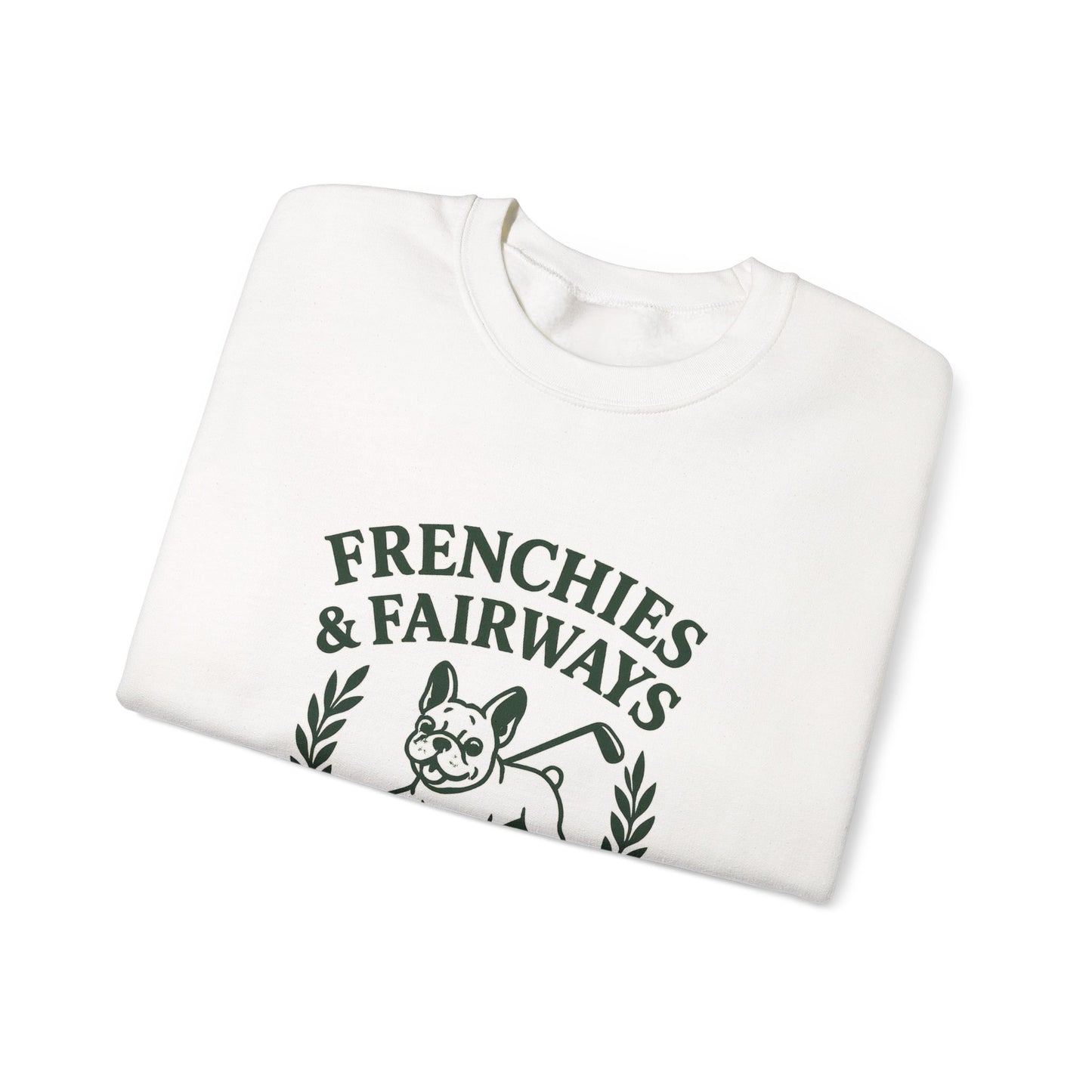 Frenchies & Fairways Sweatshirt | Golf Inspired French Bulldog Pullover | Country Club Retro Crewneck | Dog Lover Golf Gift Sweater