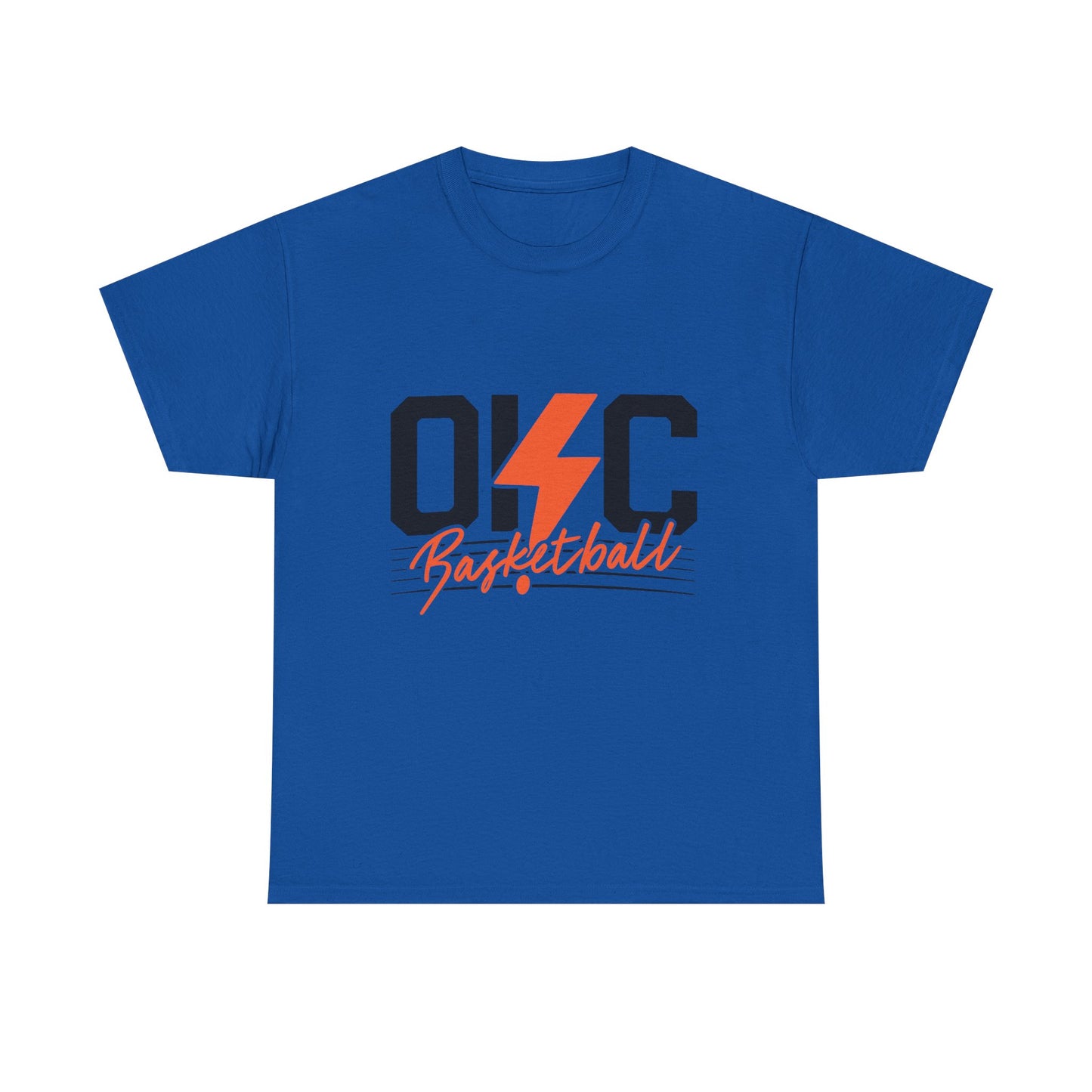 OKC Basketball Lightning Bolt Shirt • Retro Oklahoma City Hoops Tee • Blue & Orange Game Day T-Shirt • Local Basketball Fan Gift