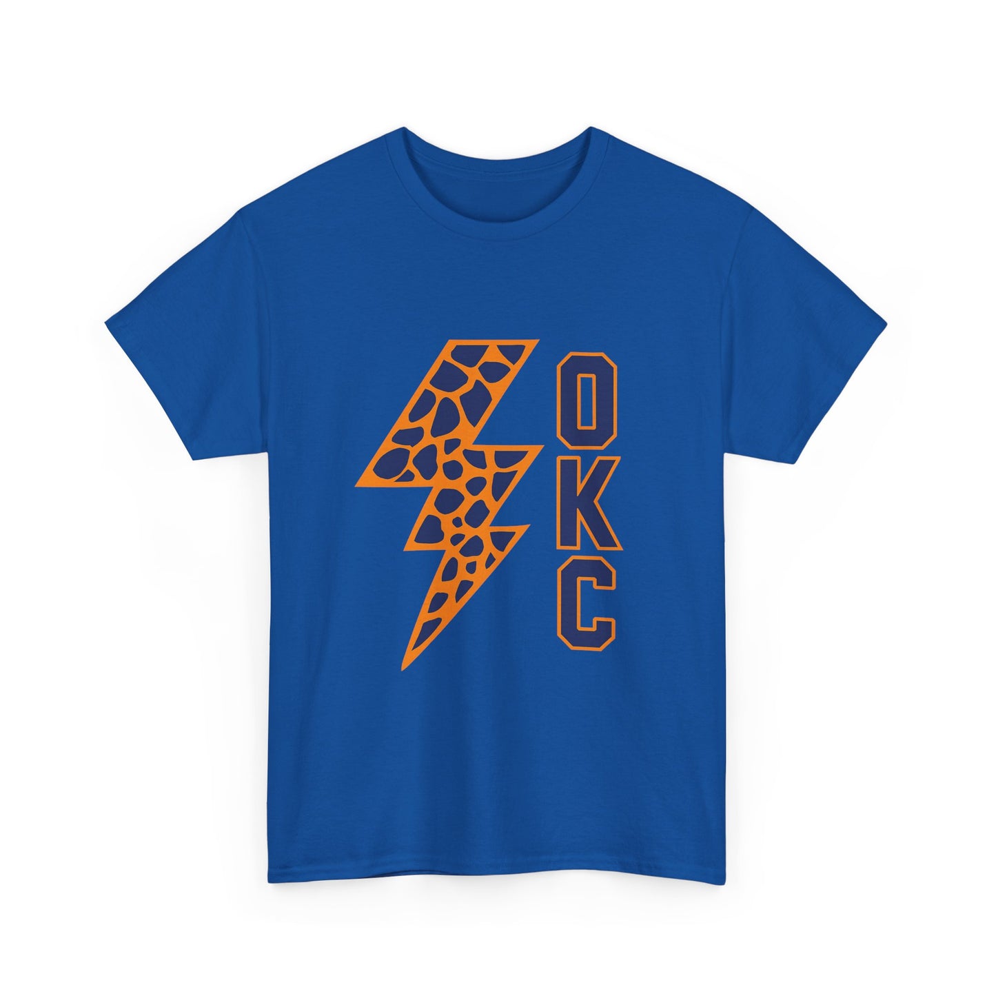 OKC Leopard Lightning Bolt T-Shirt | Oklahoma City Basketball | Blue & Orange Game Day Tee