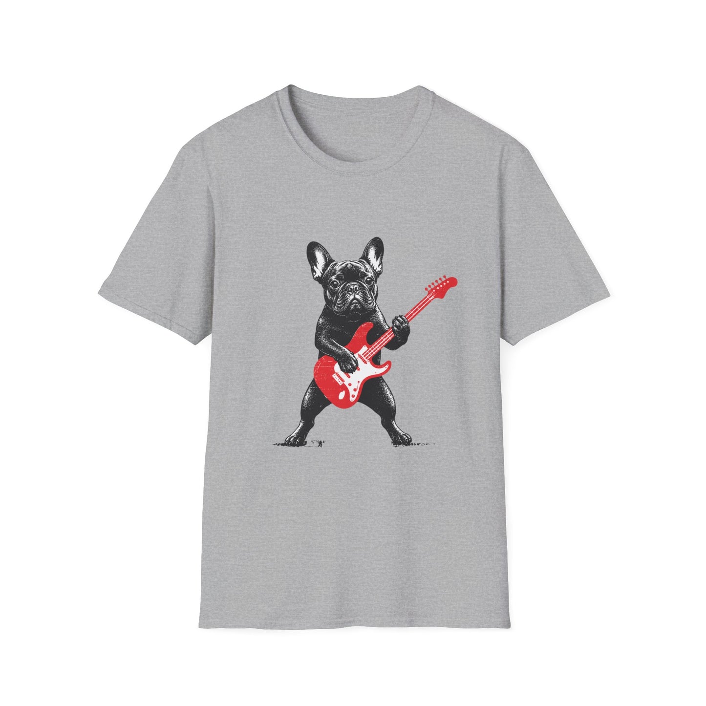 French Bulldog Guitar Shirt, Rocker Frenchie Tee, Frenchie Guitar T-Shirt, Music Lover Dog Shirt, Rock and Roll French Bulldog Gift, Guitar Player Frenchie Tee