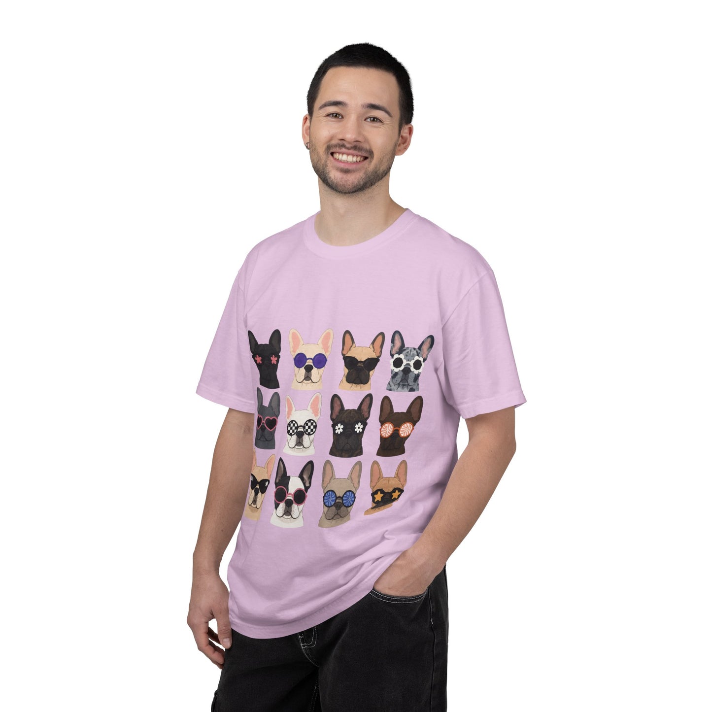 French Bulldog Sunglasses Shirt, Frenchie Faces Tee, Cute French Bulldog Shirt, Colorful Frenchie Dog Lover Gift, Dog Mom Graphic Tee