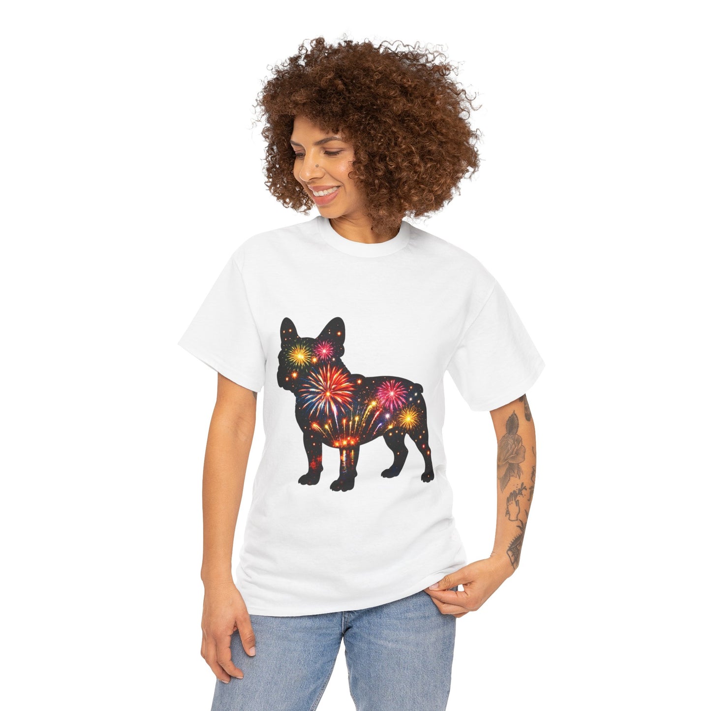 Patriotic French Bulldog Shirt, Fireworks Frenchie Tee, Fourth of July Dog Lover Shirt, Independence Day French Bulldog Gift, USA Dog Tee