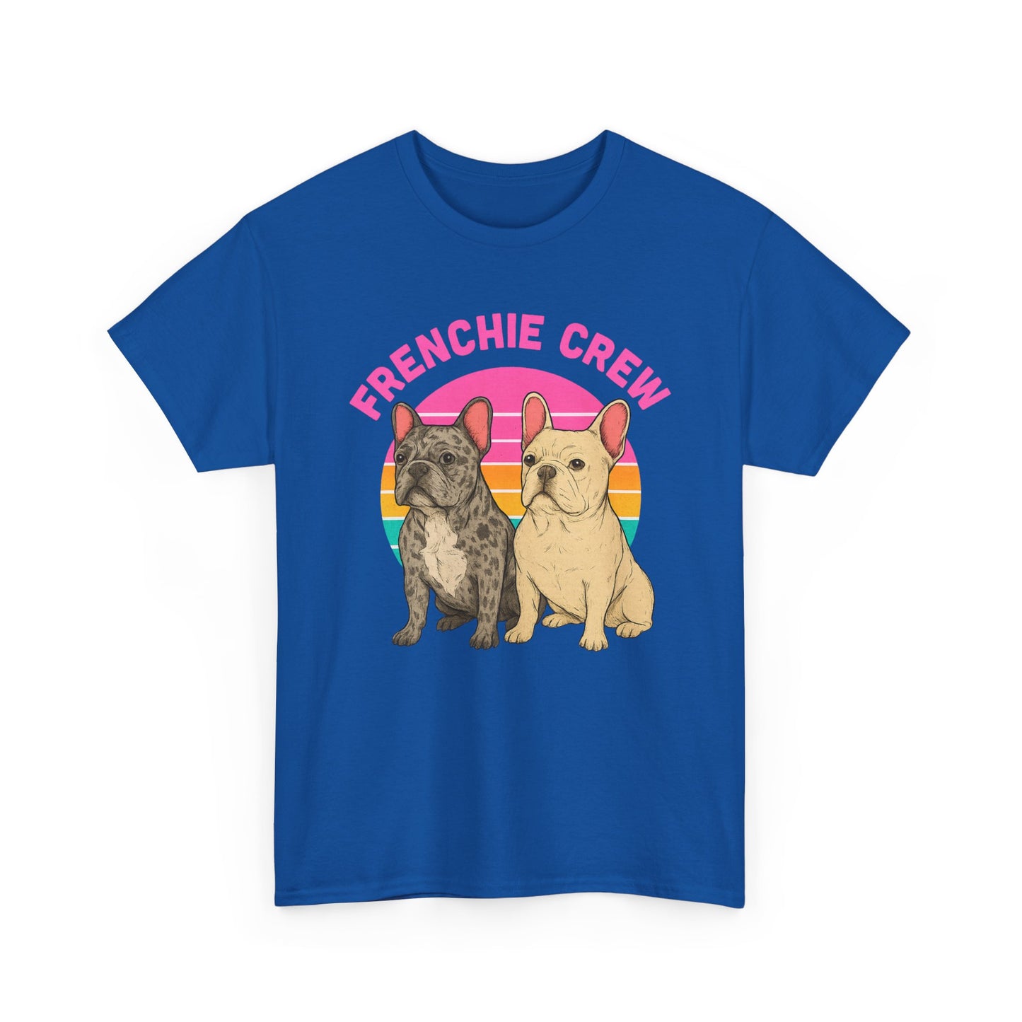 Frenchie Crew T-Shirt | Retro French Bulldog Tee | Merle & Cream Frenchie Dog Lover Shirt | Cute Gift for Frenchie Moms & Dads