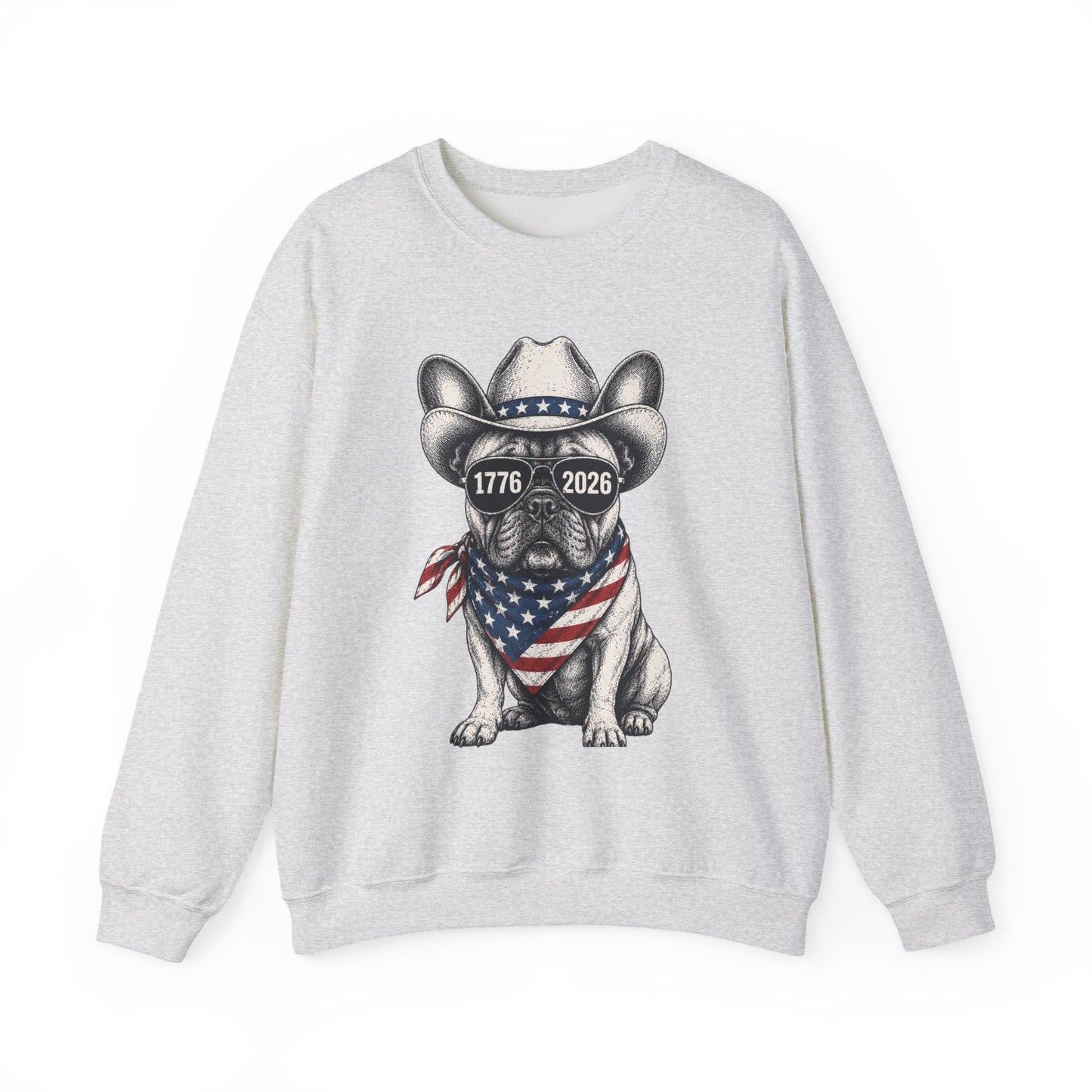 America 250 French Bulldog Sweatshirt, Patriotic Frenchie Crewneck, 1776 2026 USA Anniversary Sweatshirt, Fourth of July Dog Lover Gift