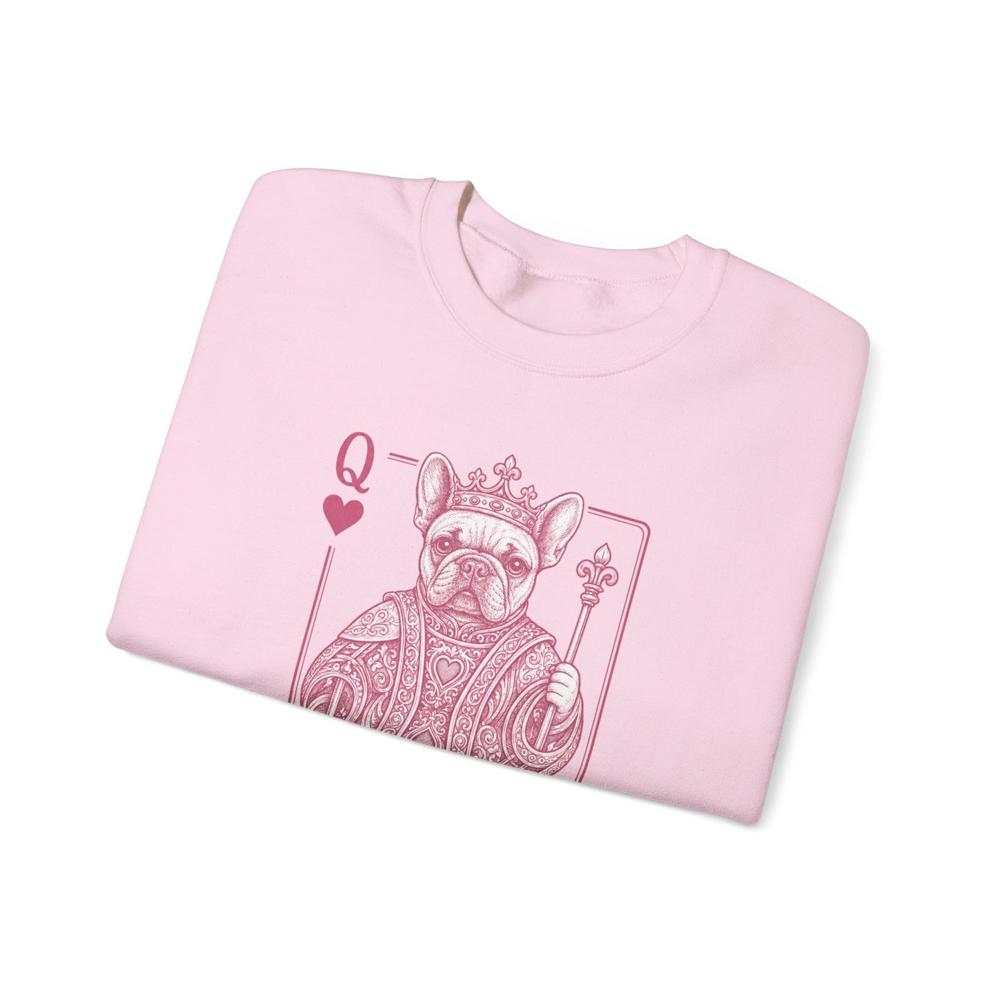 Queen of Hearts French Bulldog Sweatshirt, Frenchie Queen Playing Card Sweatshirt, Dog Mom Crewneck, Royal French Bulldog Gift, Cute Frenchie Sweatshirt