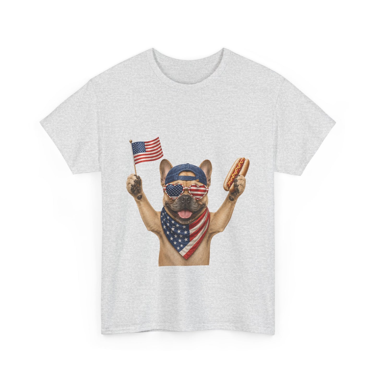 Patriotic French Bulldog Shirt, Funny Frenchie 4th of July Tee, American Flag Dog Shirt, Hot Dog French Bulldog Gift, USA Dog Lover Shirt