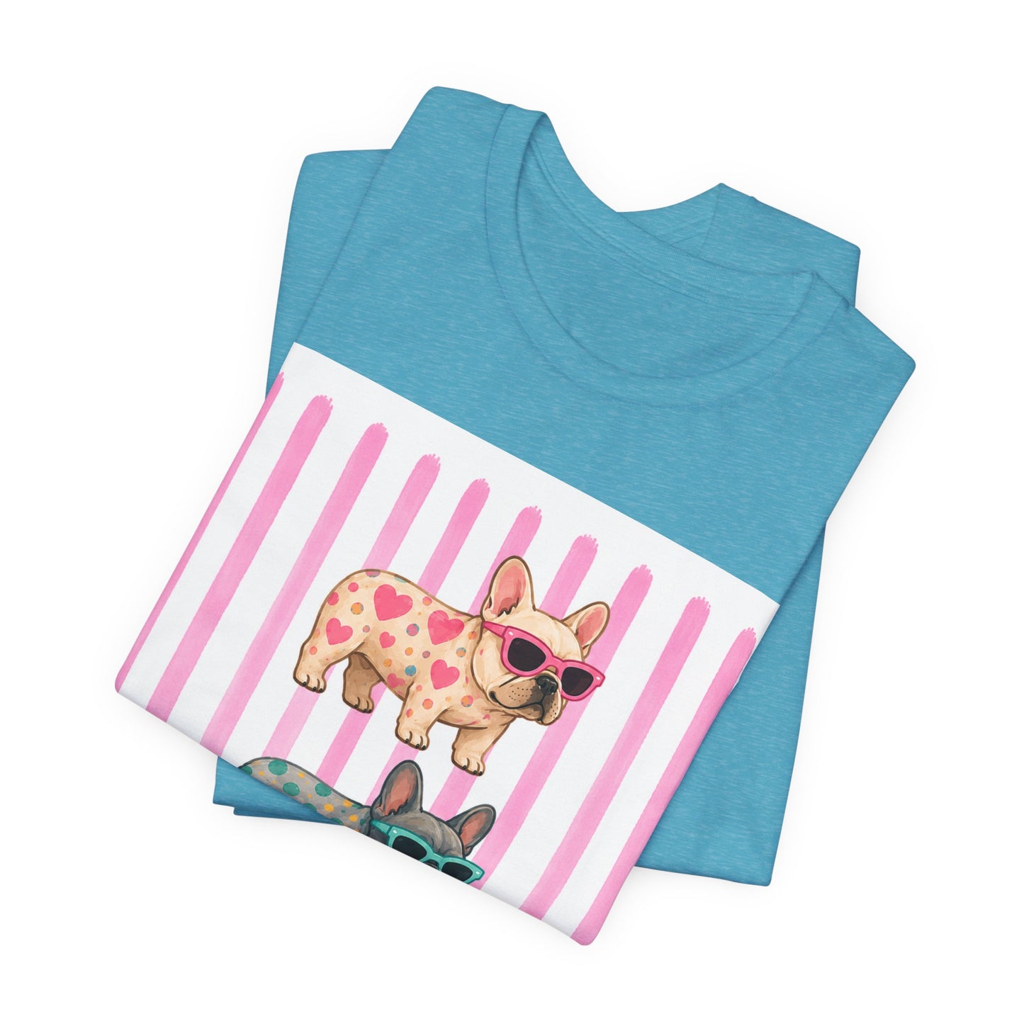 Cute French Bulldog Shirt, Pink Frenchie Sunglasses Tee, Colorful Frenchie Graphic Shirt, Dog Mom Gift, French Bulldog Lover T-Shirt