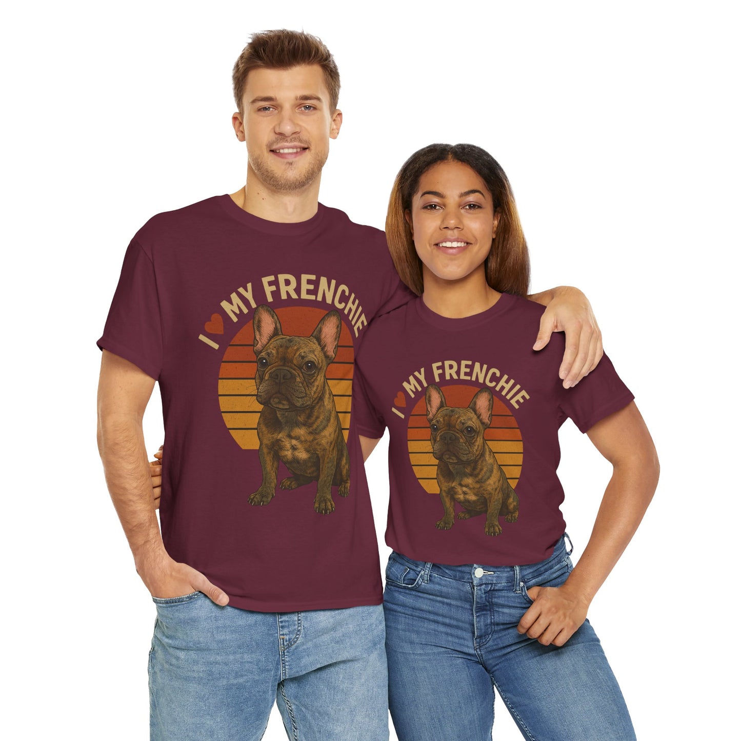 I Love My Frenchie T-Shirt | Brindle French Bulldog Retro Tee | Vintage Dog Lover Shirt | Frenchie Mom & Dad Gift