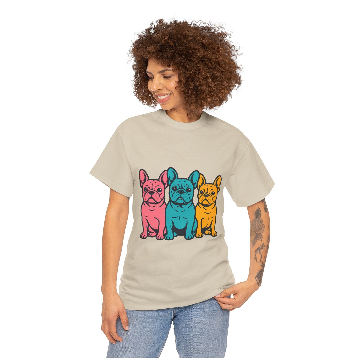 Pop Art French Bulldog T-Shirt | Colorful Frenchie Graphic Tee | Retro Dog Lover Shirt | Bright 80s Style Pet Gift | Fun Unisex Dog Mom Shirt