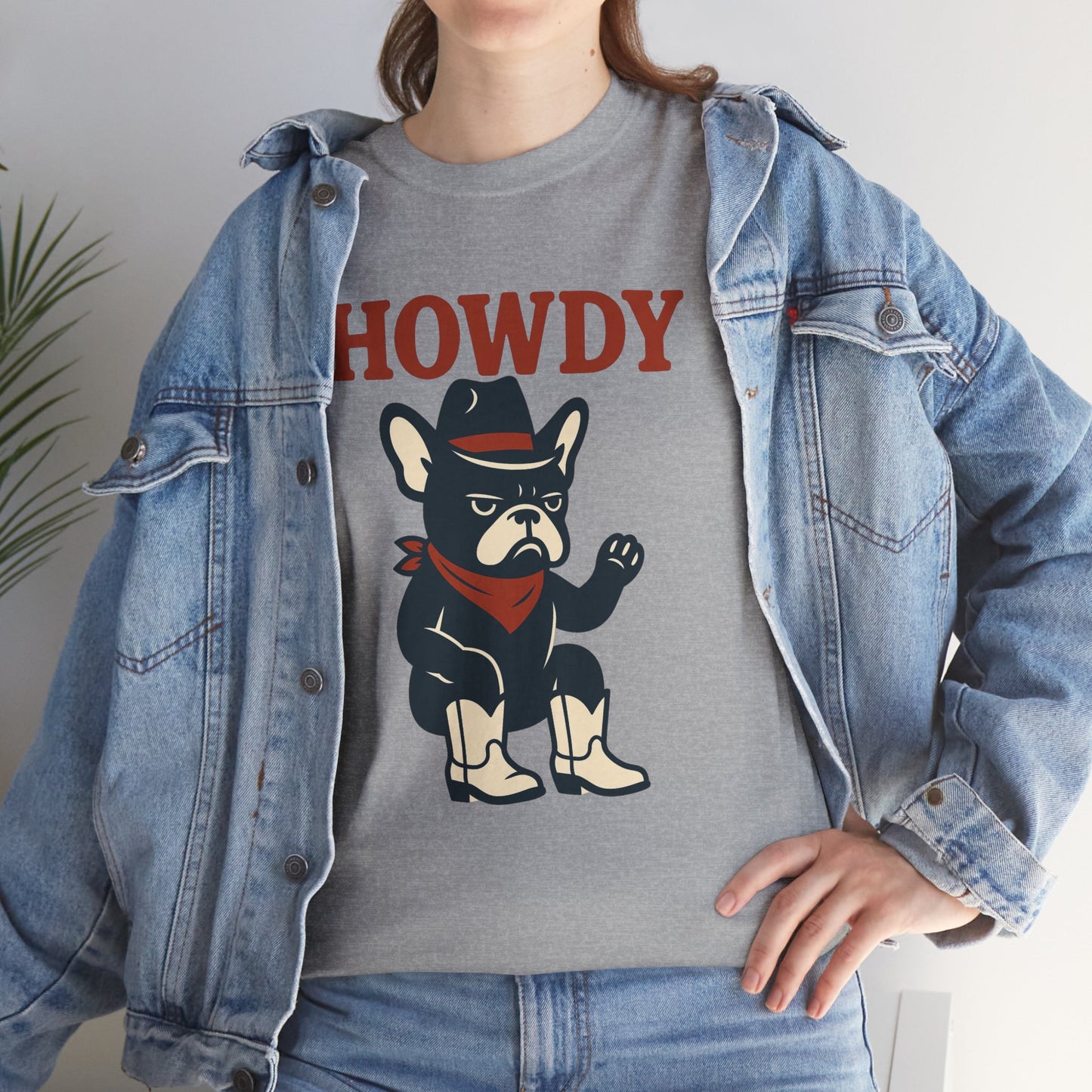 Howdy Frenchie T-Shirt | Cowboy French Bulldog Tee | Western Dog Lover Shirt | Cute Rodeo Pet Gift | Funny Frenchie Cowboy Graphic Tee