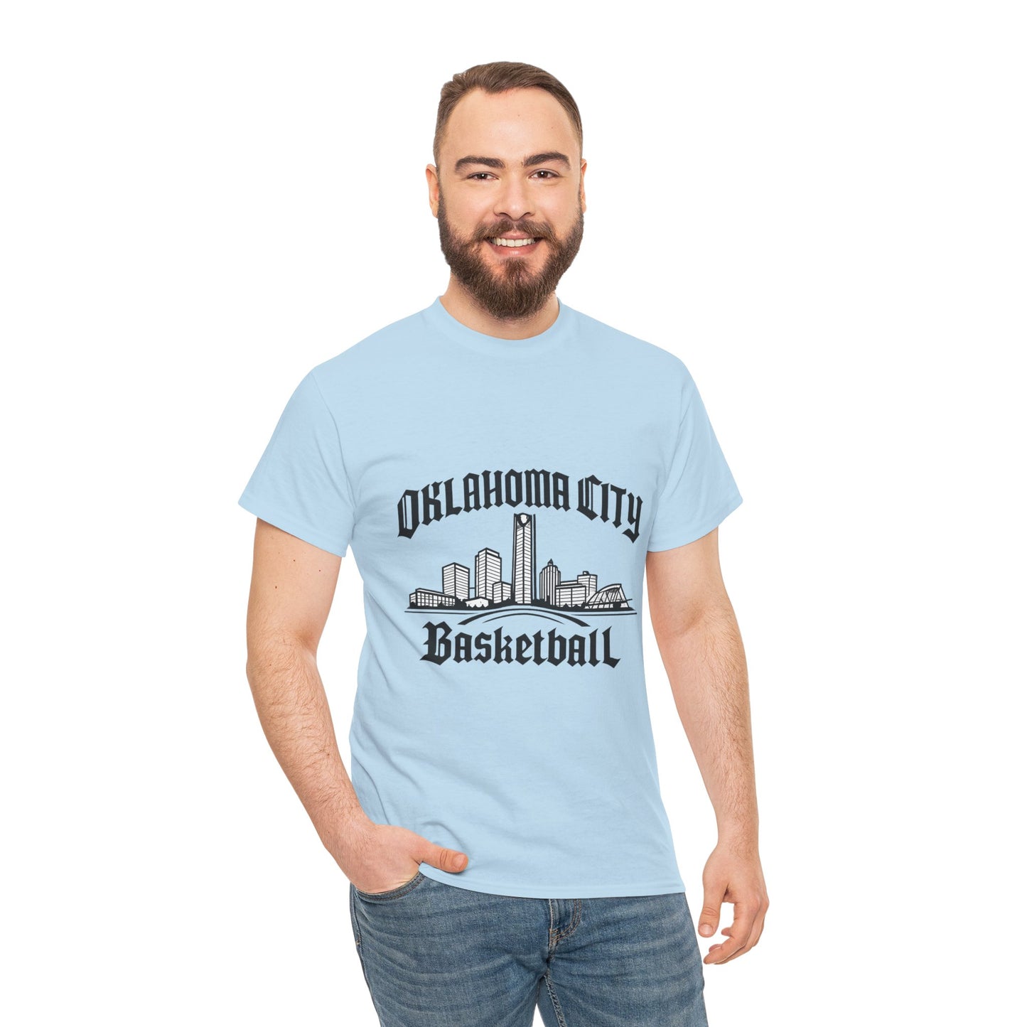 Oklahoma City Basketball Shirt, OKC Skyline Tee, Oklahoma Basketball Fan Shirt, thunder Sports Shirt, Orange Basketball Graphic Tee