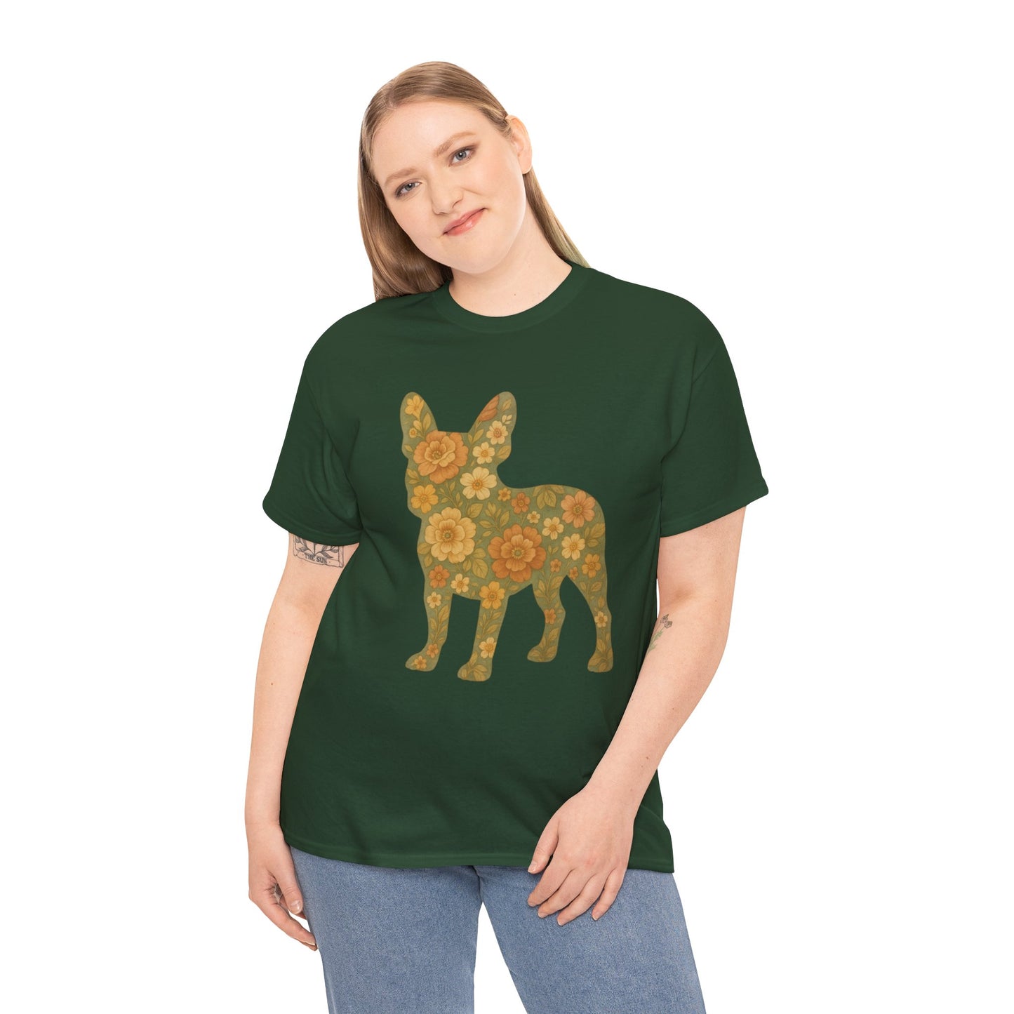 Floral Frenchie T-Shirt | Retro Flower French Bulldog Tee | Boho Dog Mom Shirt | Cute Pet Lover Gift | Vintage Botanical Dog Graphic Tee