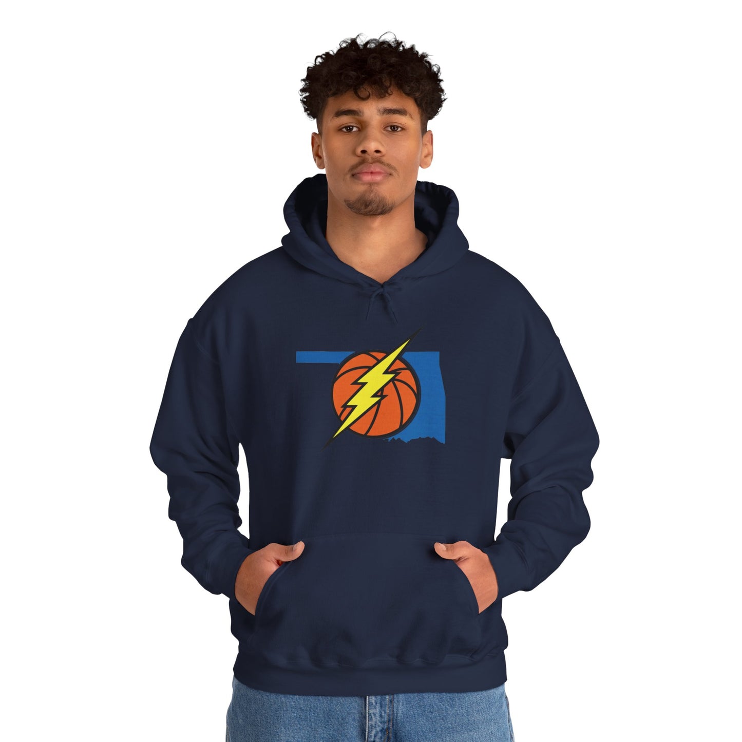 Oklahoma Basketball Lightning Hoodie | Thunder Fan Hoodie | Oklahoma Basketball Sweatshirt | Blue Orange Game Day Hoodie