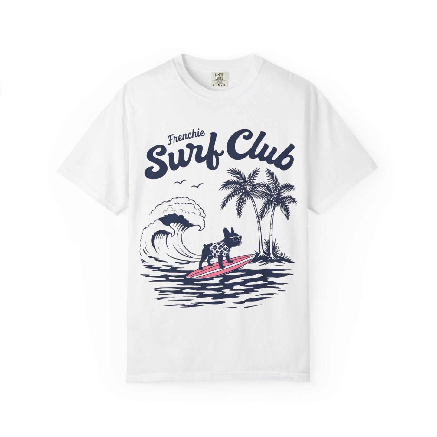 Frenchie Surf Club Shirt, Surfing French Bulldog Tee, Beach Frenchie Shirt, Summer Dog Lover Shirt, Coastal French Bulldog Gift