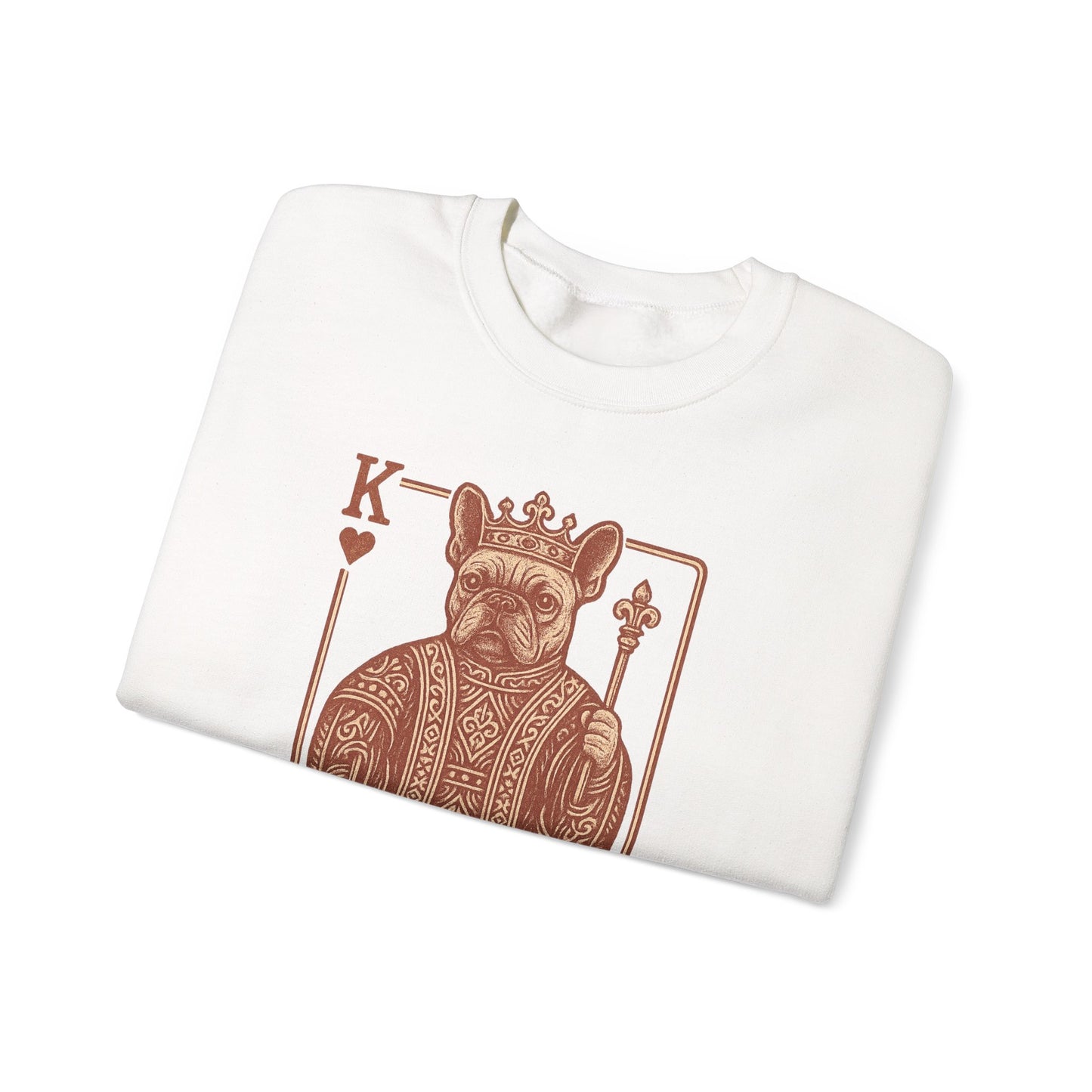 King French Bulldog Sweatshirt, Frenchie Playing Card Crewneck, Royal French Bulldog Pullover, King of Hearts Frenchie Sweatshirt, Vintage Dog Lover Gift