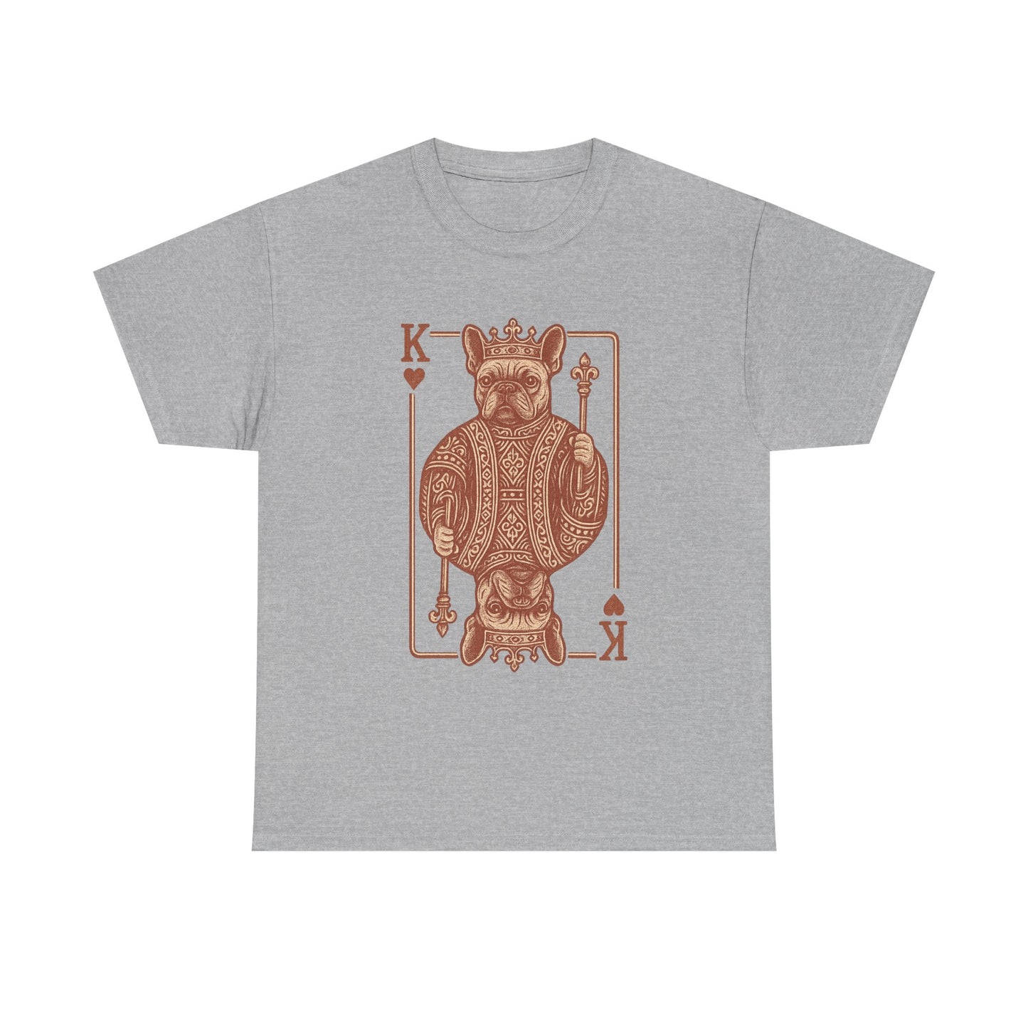 King French Bulldog Shirt, Frenchie Playing Card Tee, Royal Frenchie T-Shirt, Vintage French Bulldog Graphic Shirt, Dog Lover Gift, King of Hearts Frenchie Tee