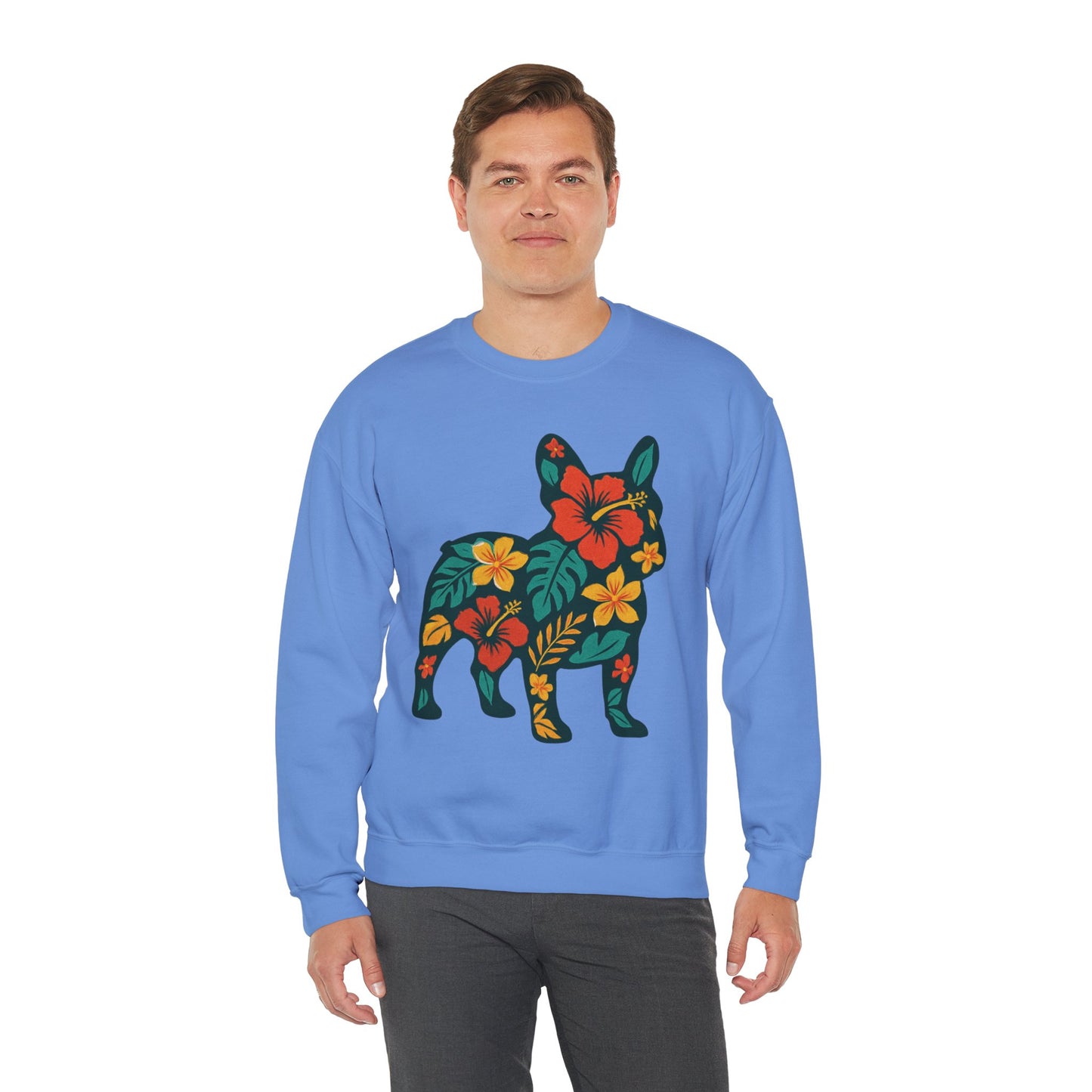 Hawaiian French Bulldog Sweatshirt | Tropical Floral Frenchie Sweater | Summer Dog Lover Gift | Cute Floral Frenchie Pullover