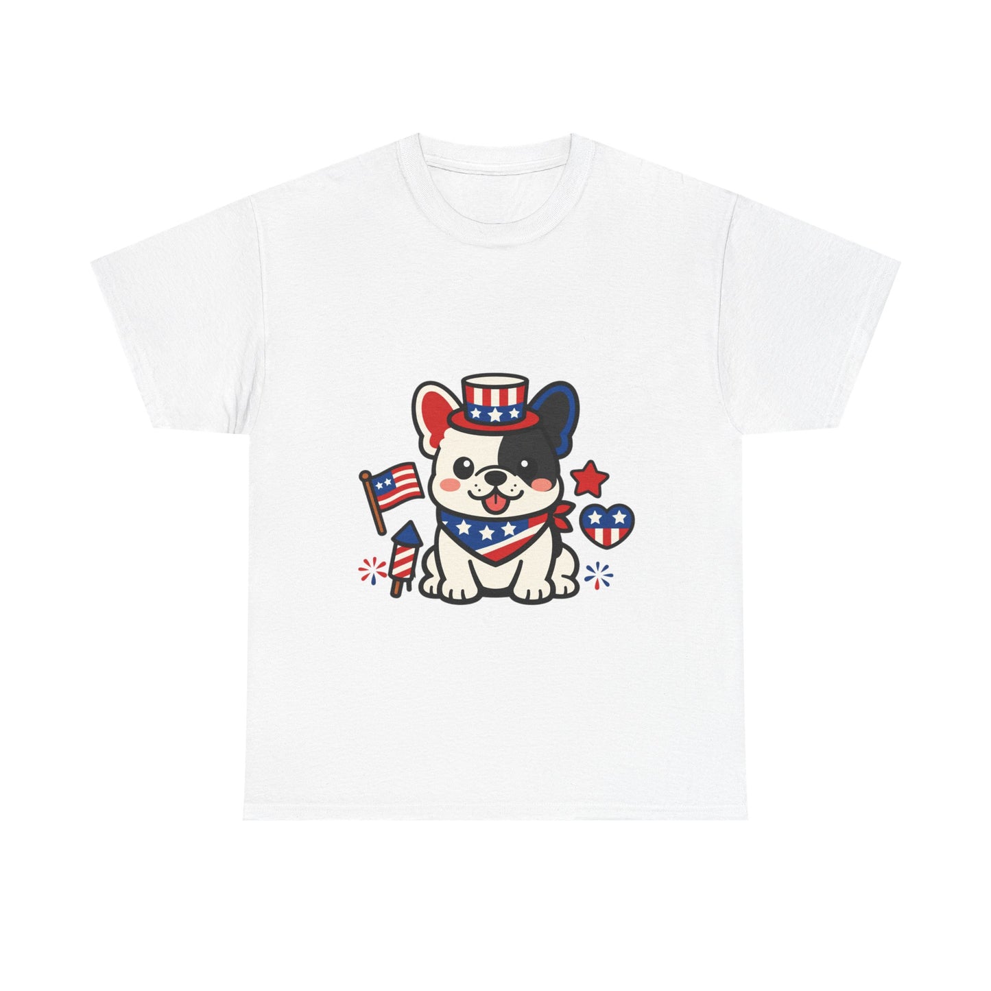 Cute Patriotic French Bulldog Shirt, Kawaii frenchie Fourth of July Tee, American Flag Puppy Shirt, USA Dog Lover Gift, Patriotic Frenchie