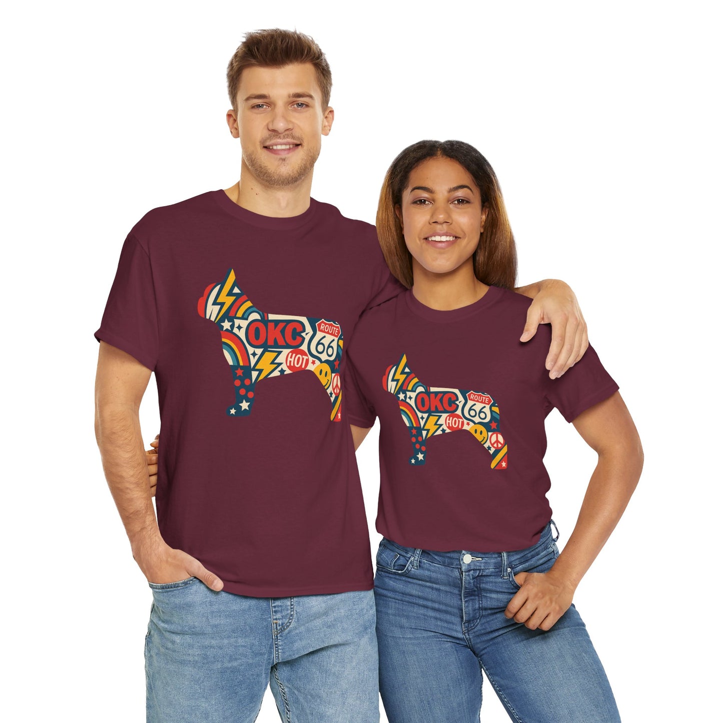 Oklahoma Route 66 French Bulldog T-Shirt | Retro OKC Frenchie Tee | Vintage Route 66 Dog Lover Shirt | Oklahoma Pride Gift for Frenchie Fans