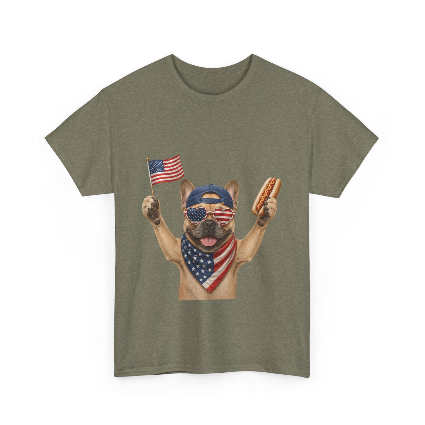 Patriotic French Bulldog Shirt, Funny Frenchie 4th of July Tee, American Flag Dog Shirt, Hot Dog French Bulldog Gift, USA Dog Lover Shirt