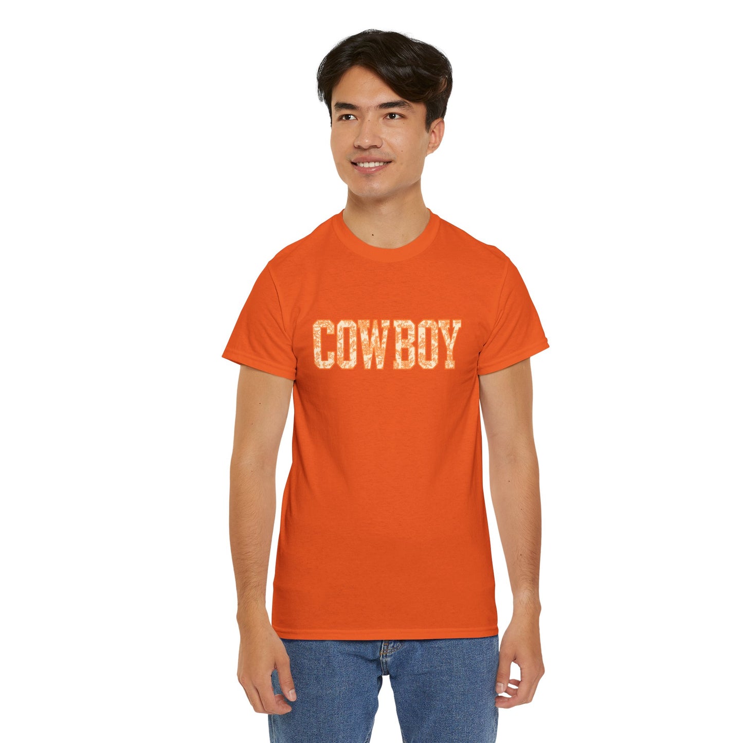 Cowboy Shirt | Western Graphic Tee | Orange Cowboy Typography Shirt | Oklahoma Football Tee | Country Style Cowboy Fan Gift
