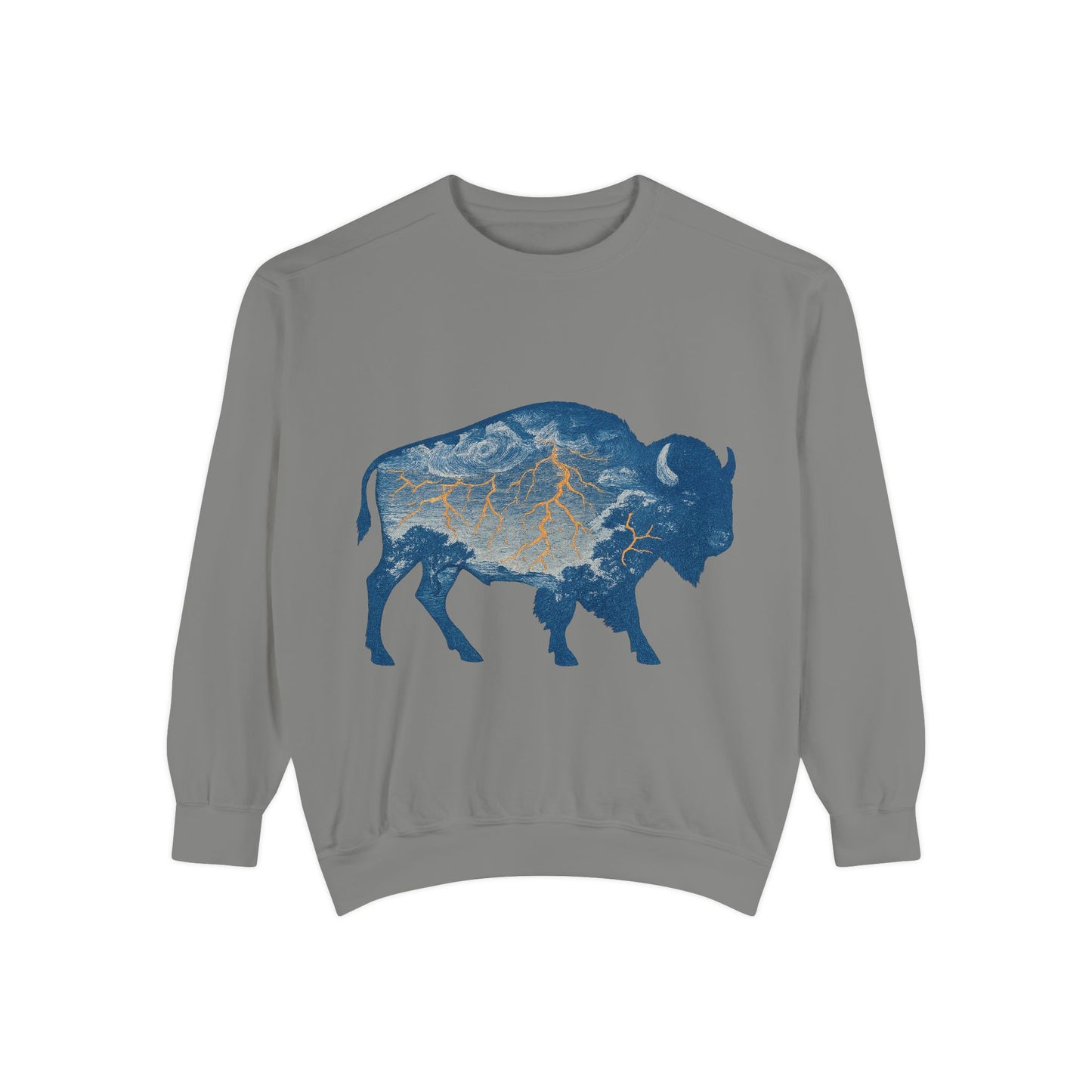 OKC Inspired Buffalo Pullover | Oklahoma Bison Lightning Sweatshirt | Retro Oklahoma Basketball Fan Sweater | Unisex