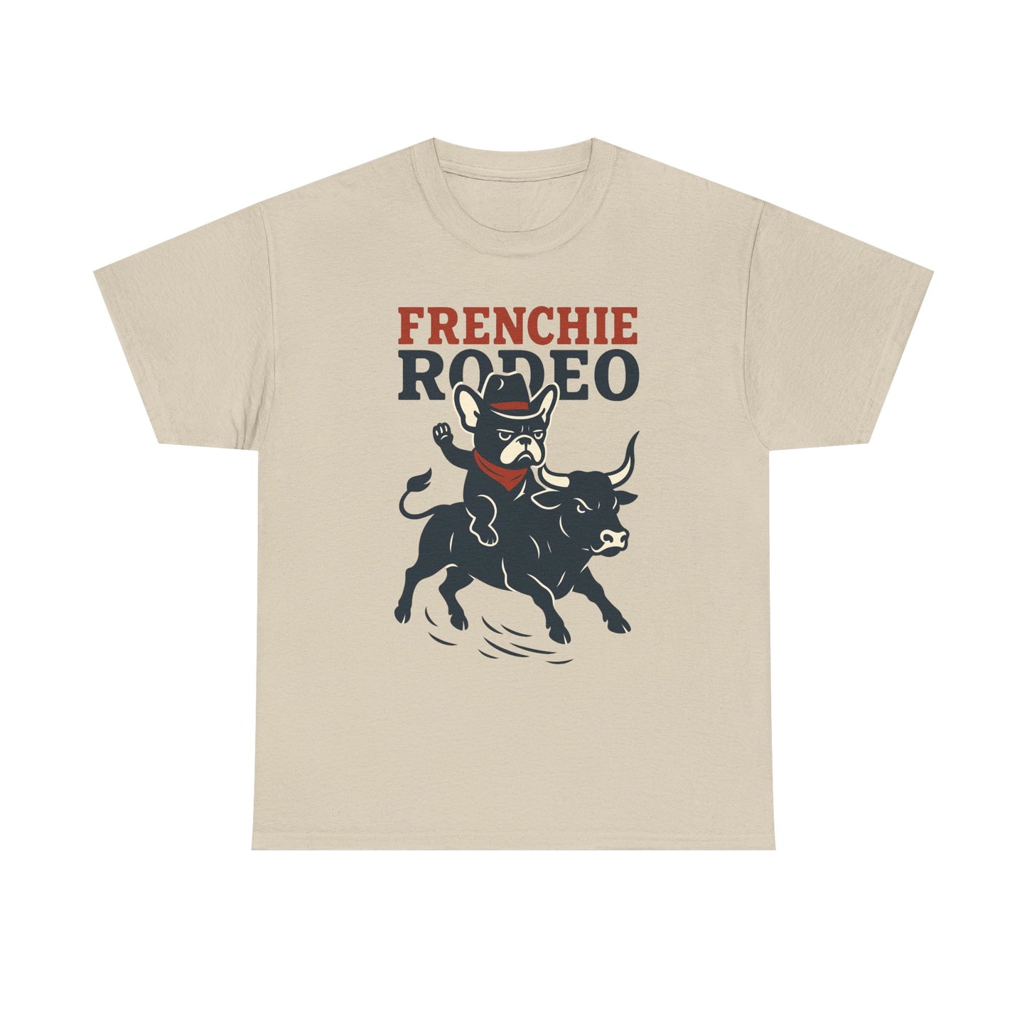 Frenchie Rodeo T-Shirt | Cowboy French Bulldog Graphic Tee | Funny Western Dog Lover Shirt | Frenchie Bull Rider Gift | Rodeo Style Tee