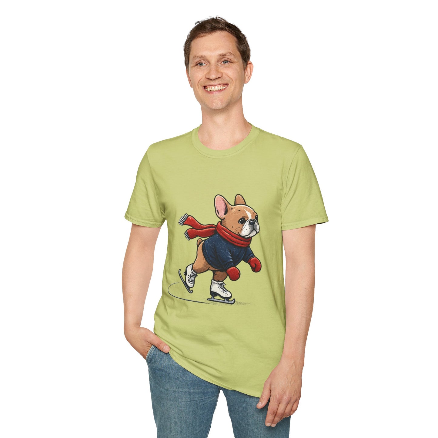 French Bulldog Ice Skating Shirt – Cute Winter Frenchie Tee, Holiday Dog Lover Gift, Skating Frenchie T-Shirt, Cozy Winter Puppy Graphic Tee