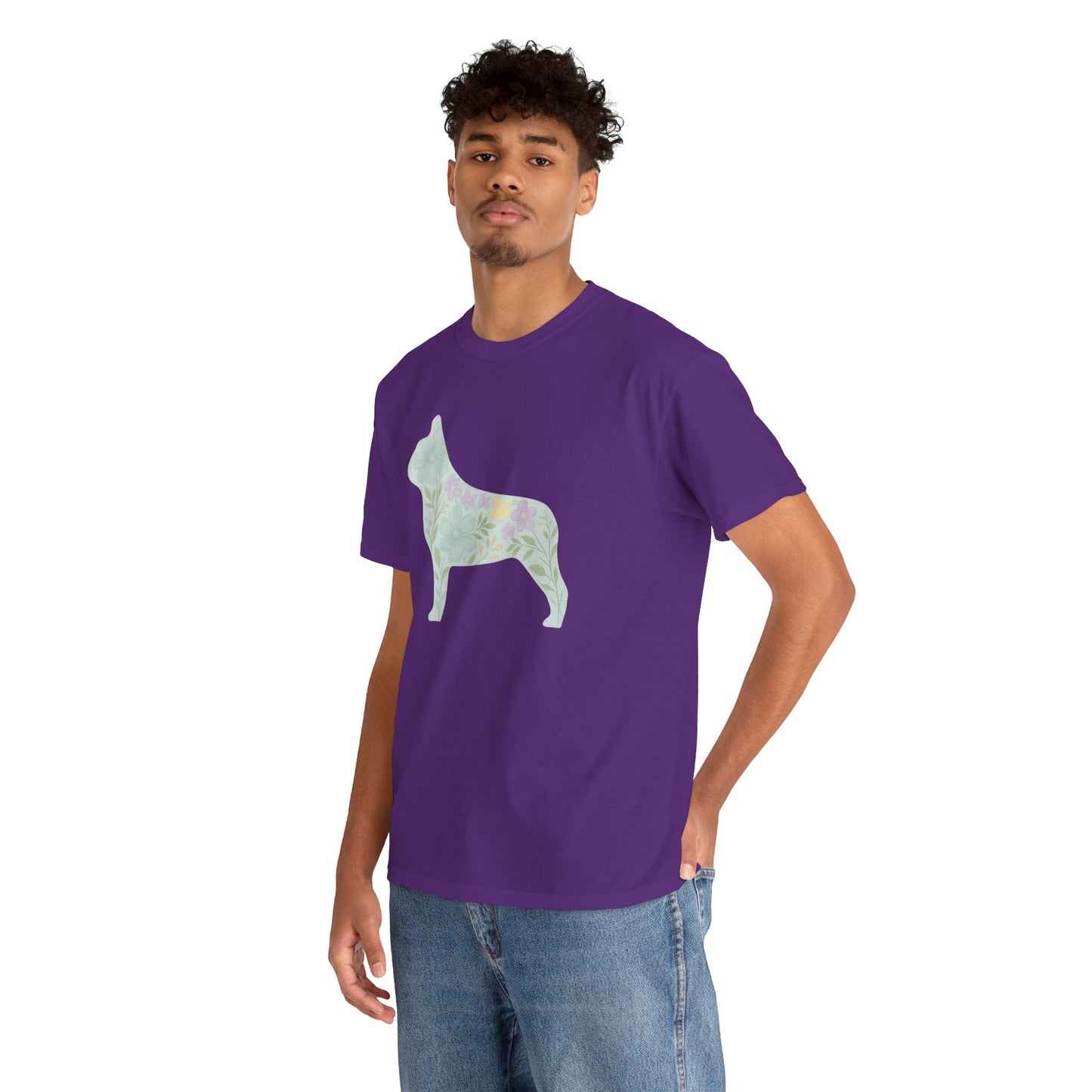 Floral French Bulldog T-Shirt | Pastel Dog Lover Tee | Soft Floral Frenchie Silhouette Shirt | Cute Gift for French Bulldog Moms