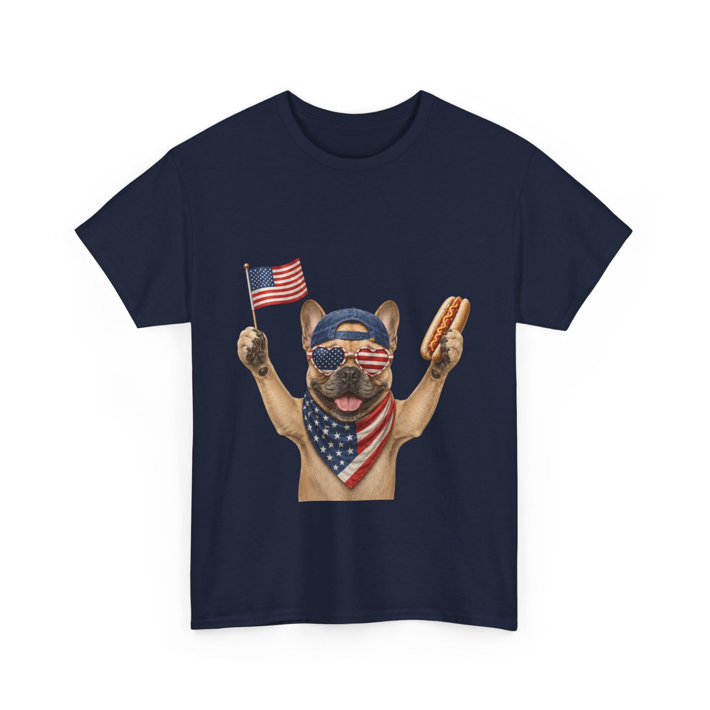 Patriotic French Bulldog Shirt, Funny Frenchie 4th of July Tee, American Flag Dog Shirt, Hot Dog French Bulldog Gift, USA Dog Lover Shirt