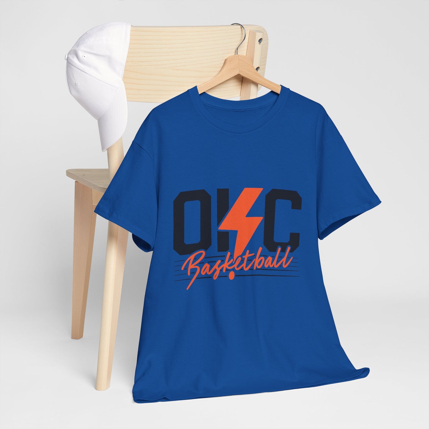 OKC Basketball Lightning Bolt Shirt • Retro Oklahoma City Hoops Tee • Blue & Orange Game Day T-Shirt • Local Basketball Fan Gift