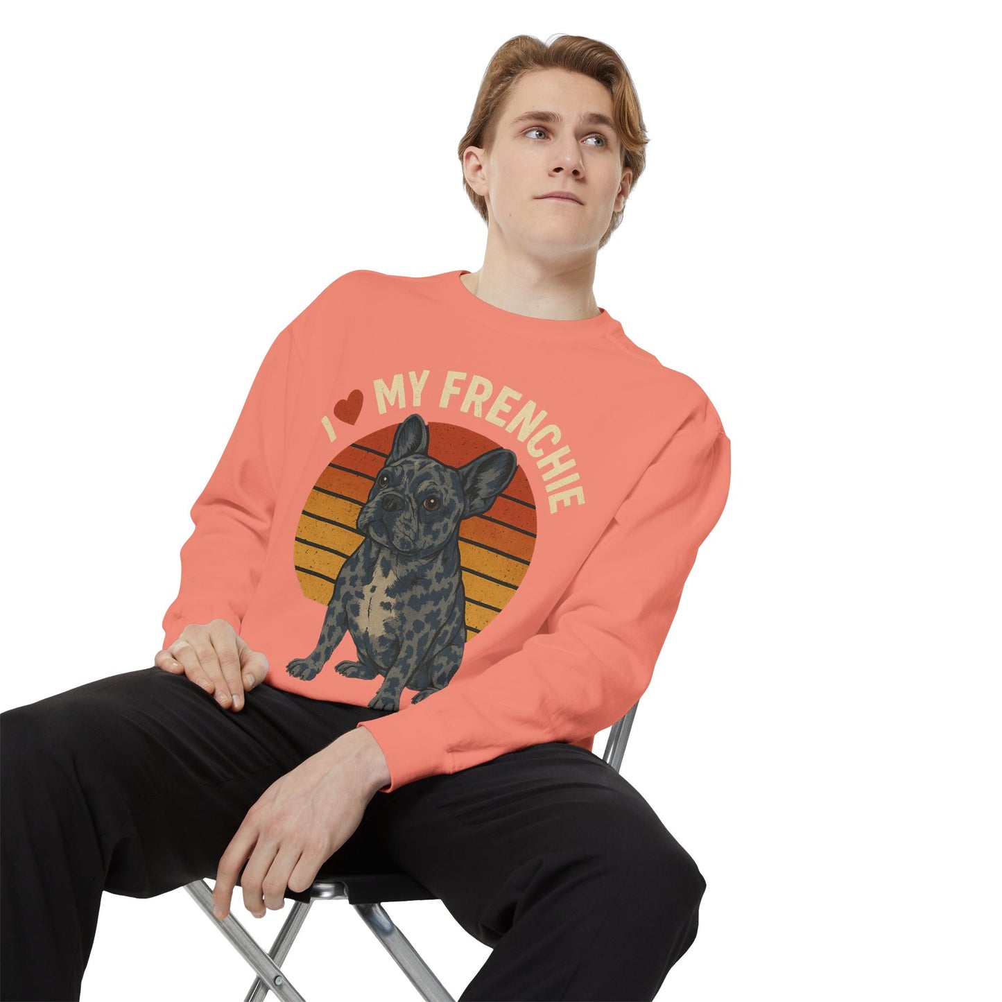 Retro Merle French Bulldog Pullover | Vintage Frenchie Sweatshirt | Cute Dog Lover Gift | Unisex Cozy French Bulldog Sweater
