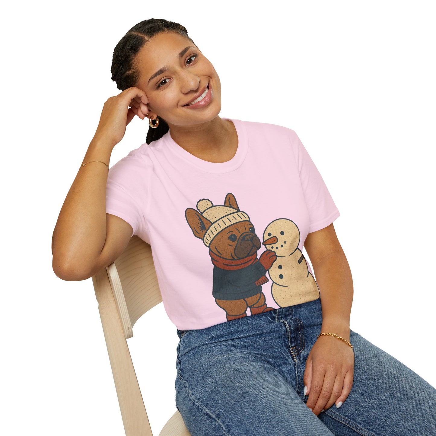 French Bulldog Snowman T-Shirt • Cute Winter Frenchie Tee • Holiday Dog Lover Shirt • Christmas Pup Graphic • Cozy Winter Pet Lover Gift