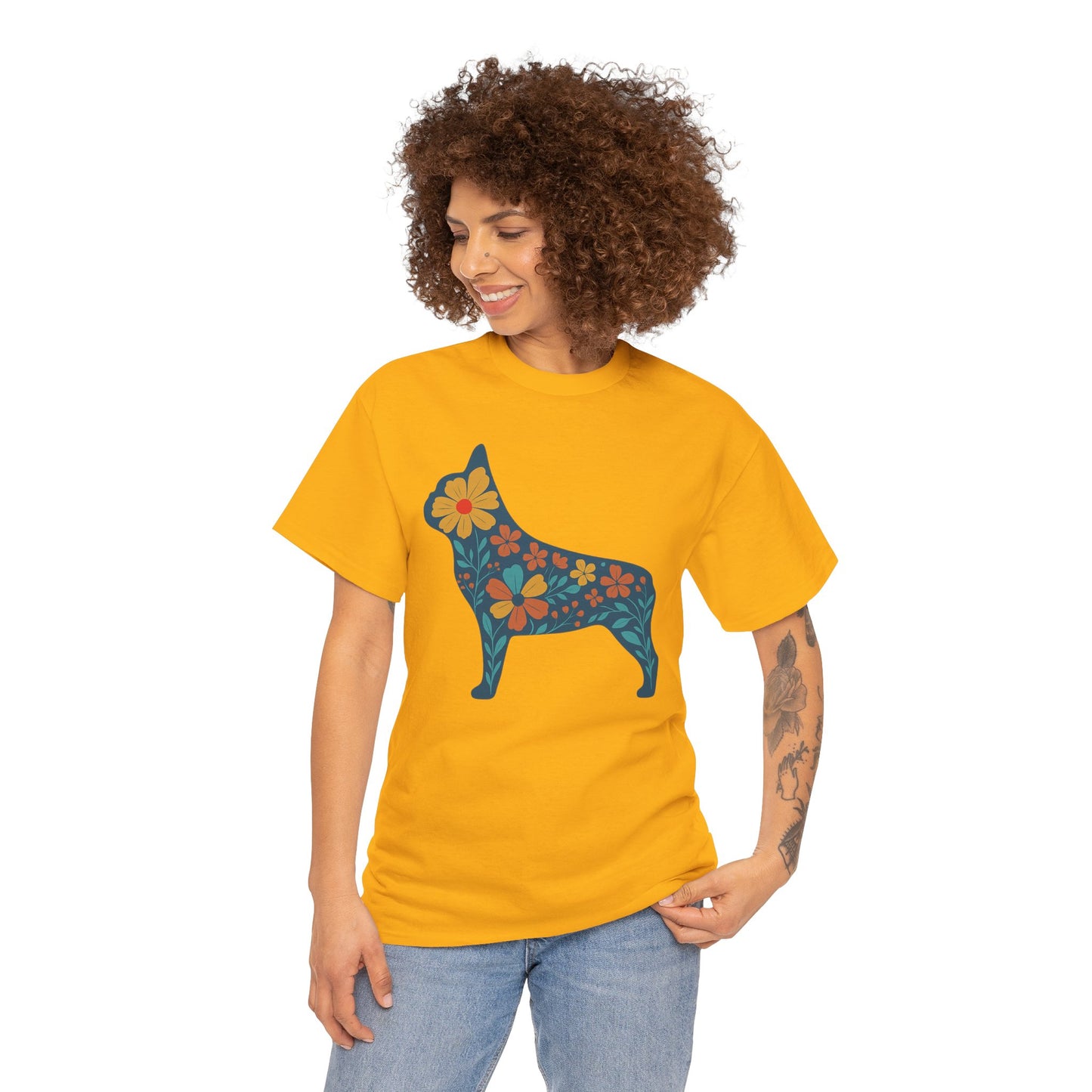 Floral Frenchie T-Shirt | Bright Flower French Bulldog Tee | Cute Dog Lover Shirt | Retro Pet Mom Gift | Boho Botanical Frenchie Graphic Tee