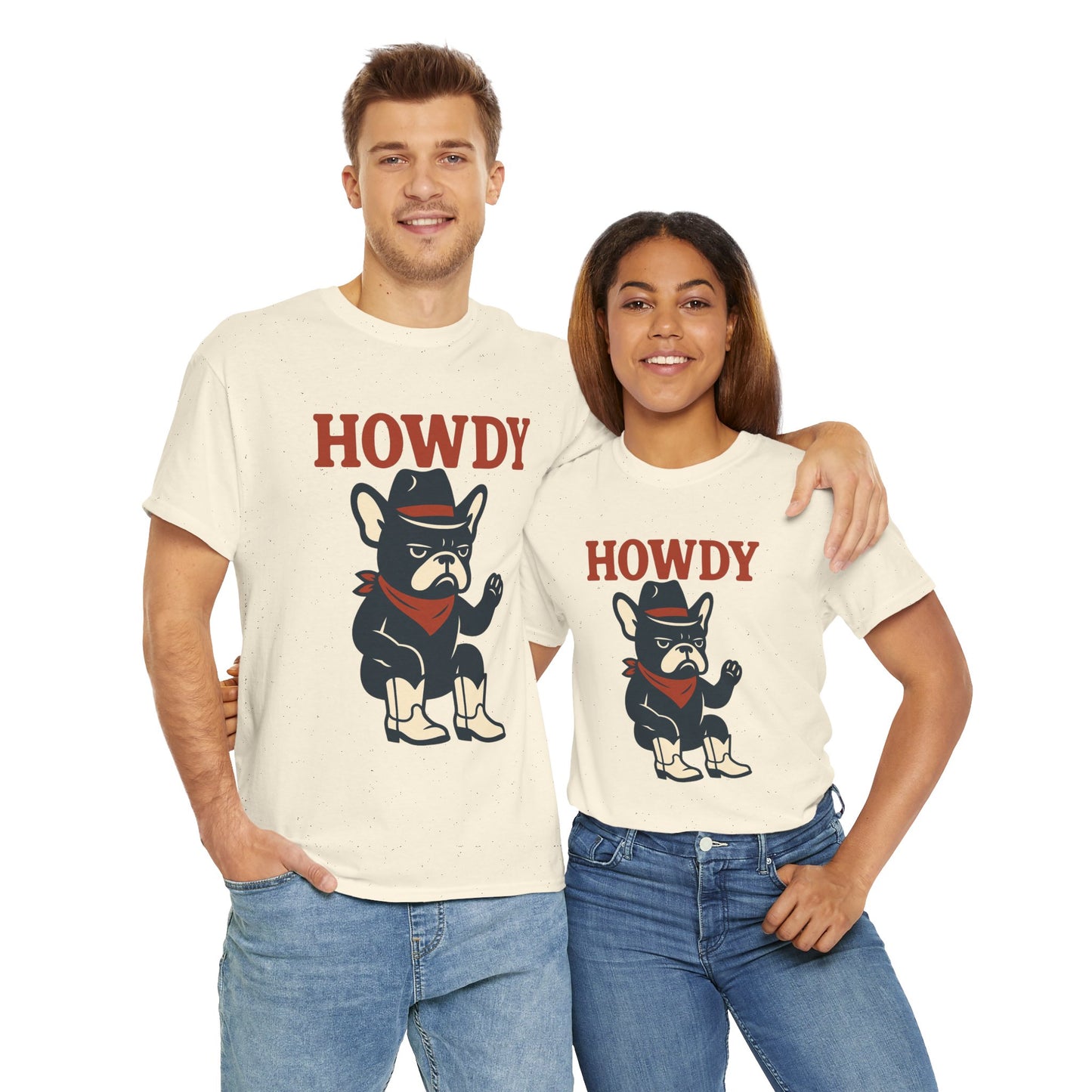Howdy Frenchie T-Shirt | Cowboy French Bulldog Tee | Western Dog Lover Shirt | Cute Rodeo Pet Gift | Funny Frenchie Cowboy Graphic Tee