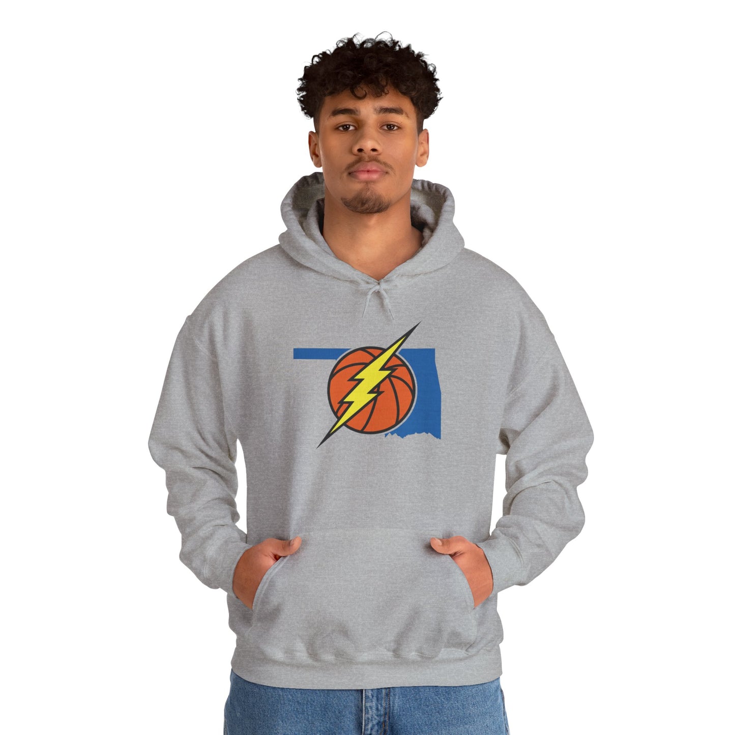 Oklahoma Basketball Lightning Hoodie | Thunder Fan Hoodie | Oklahoma Basketball Sweatshirt | Blue Orange Game Day Hoodie