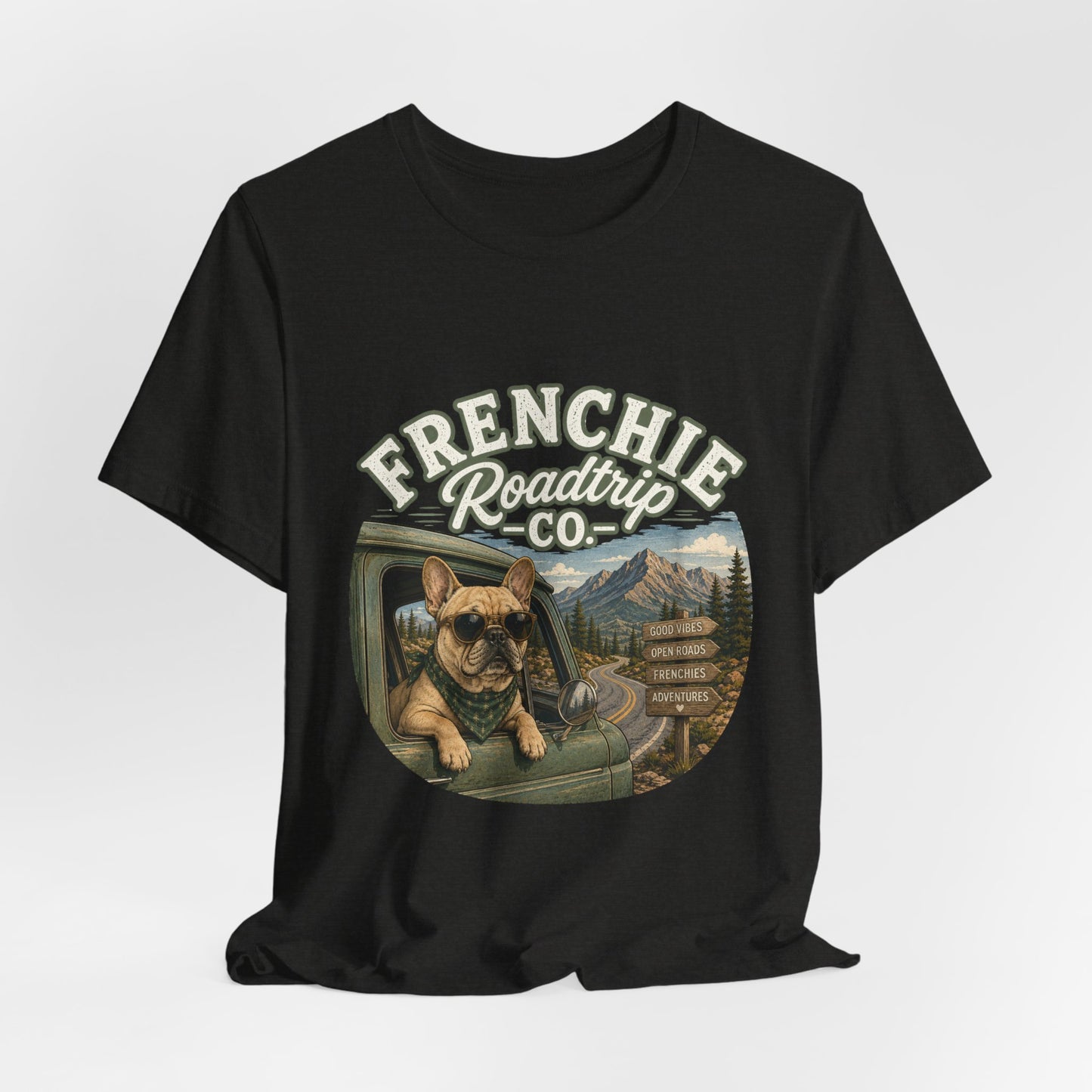Frenchie Roadtrip Co Shirt, French Bulldog Road Trip Tee, Adventure Frenchie Shirt, Camping Dog Shirt, Travel Lover Gift, Vintage French Bulldog Tee, Outdoor Dog Apparel