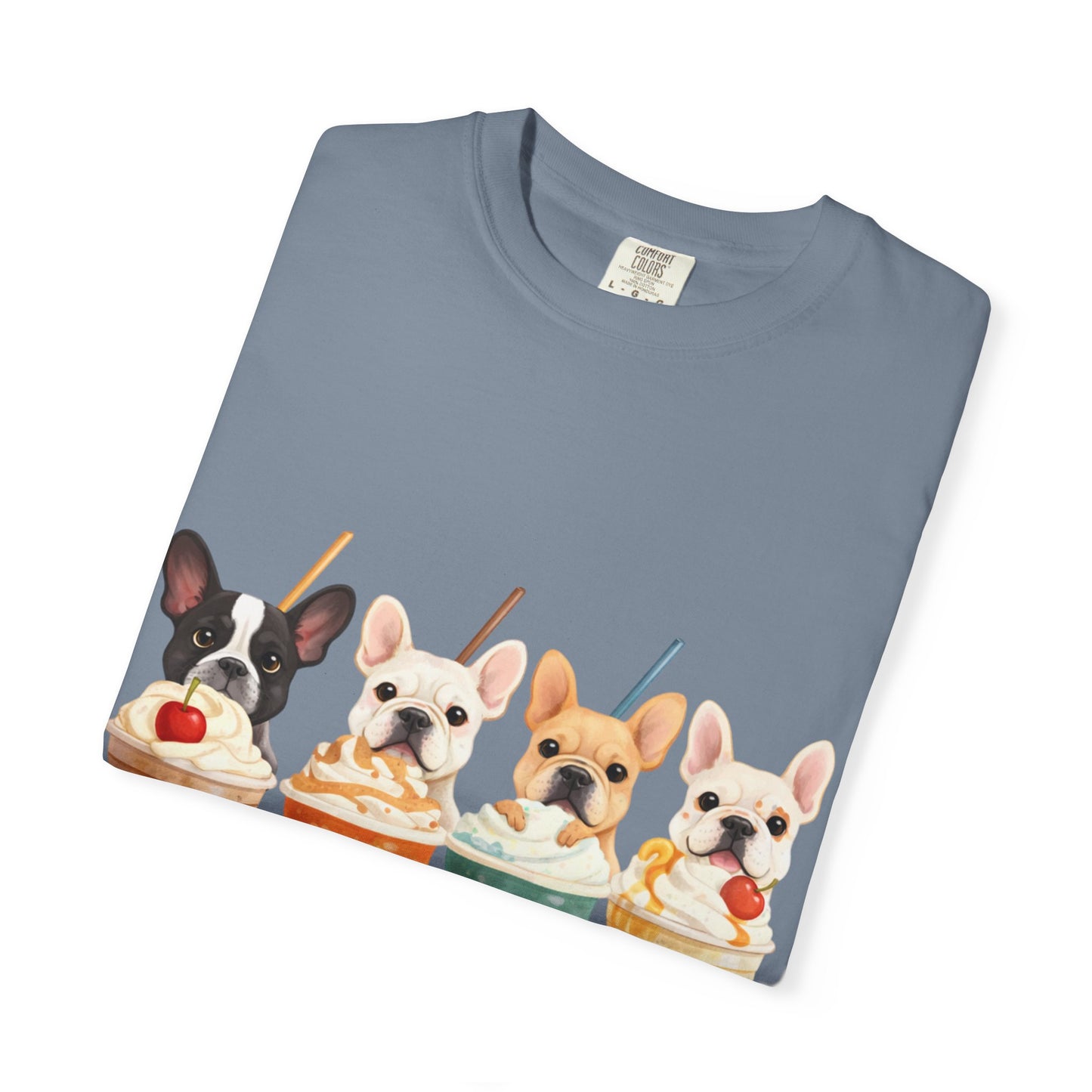 Frenchies & Frappés Shirt, French Bulldog Coffee Shirt, Cute Frenchie Café Tee, Coffee Lover Dog Shirt, Dog Mom Gift, French Bulldog Graphic Tee