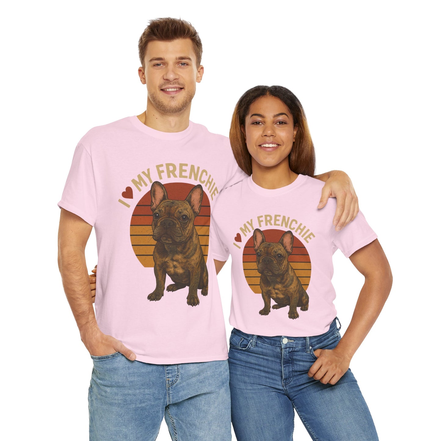 I Love My Frenchie T-Shirt | Brindle French Bulldog Retro Tee | Vintage Dog Lover Shirt | Frenchie Mom & Dad Gift
