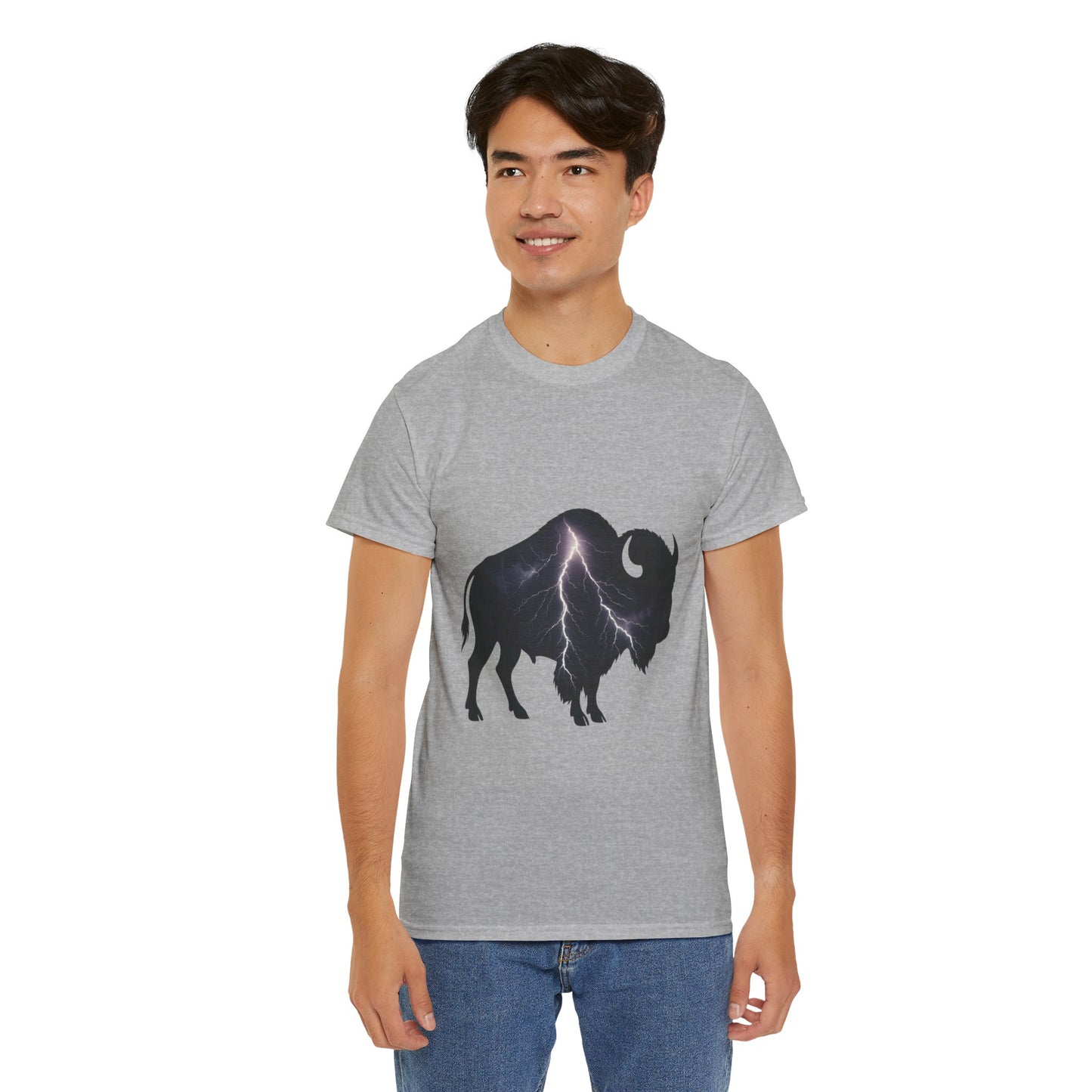 Lightning Bison T-Shirt – Oklahoma City Thunder-Inspired Tee, Electric Bison Graphic Shirt, OKC Basketball Fan Apparel
