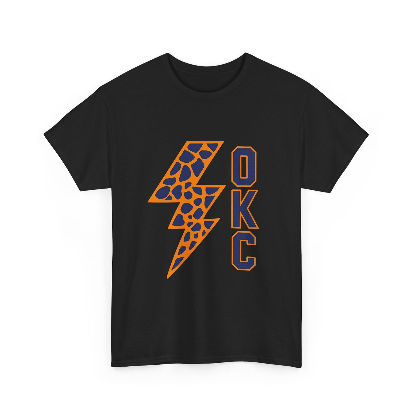OKC Leopard Lightning Bolt T-Shirt | Oklahoma City Basketball | Blue & Orange Game Day Tee
