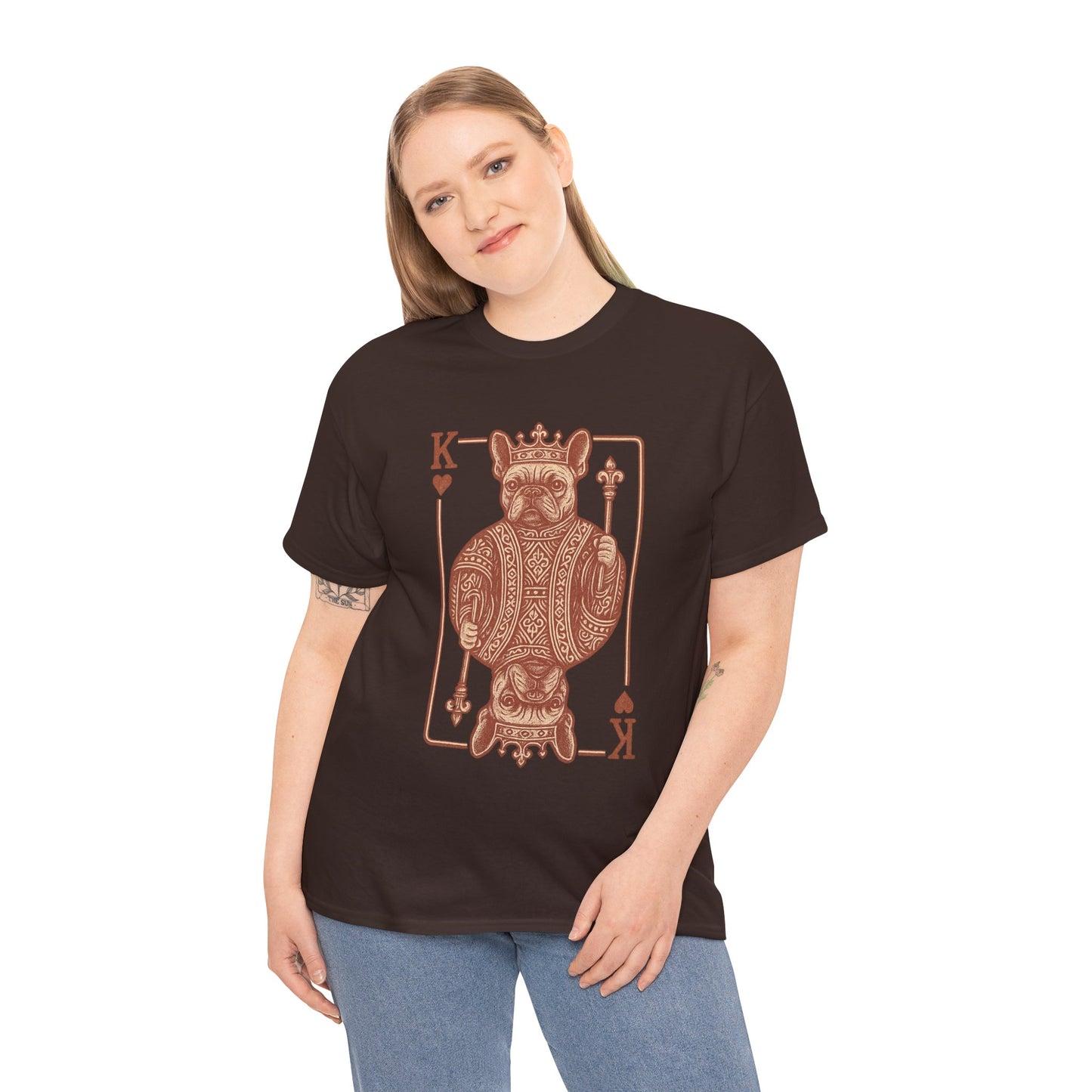 King French Bulldog Shirt, Frenchie Playing Card Tee, Royal Frenchie T-Shirt, Vintage French Bulldog Graphic Shirt, Dog Lover Gift, King of Hearts Frenchie Tee