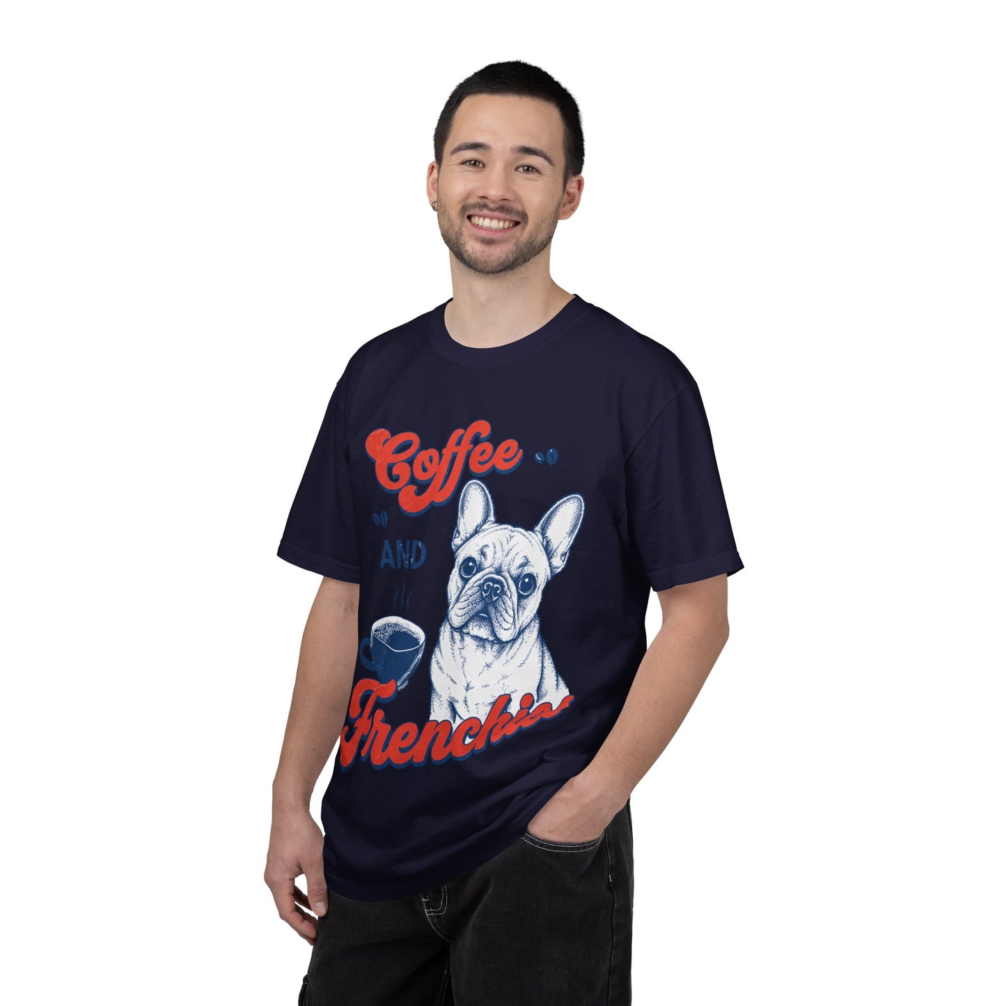 Coffee and Frenchies Shirt, French Bulldog Coffee Tee, Frenchie Lover T-Shirt, Dog Mom Coffee Shirt, Cute French Bulldog Graphic Tee, Coffee Lover Gift