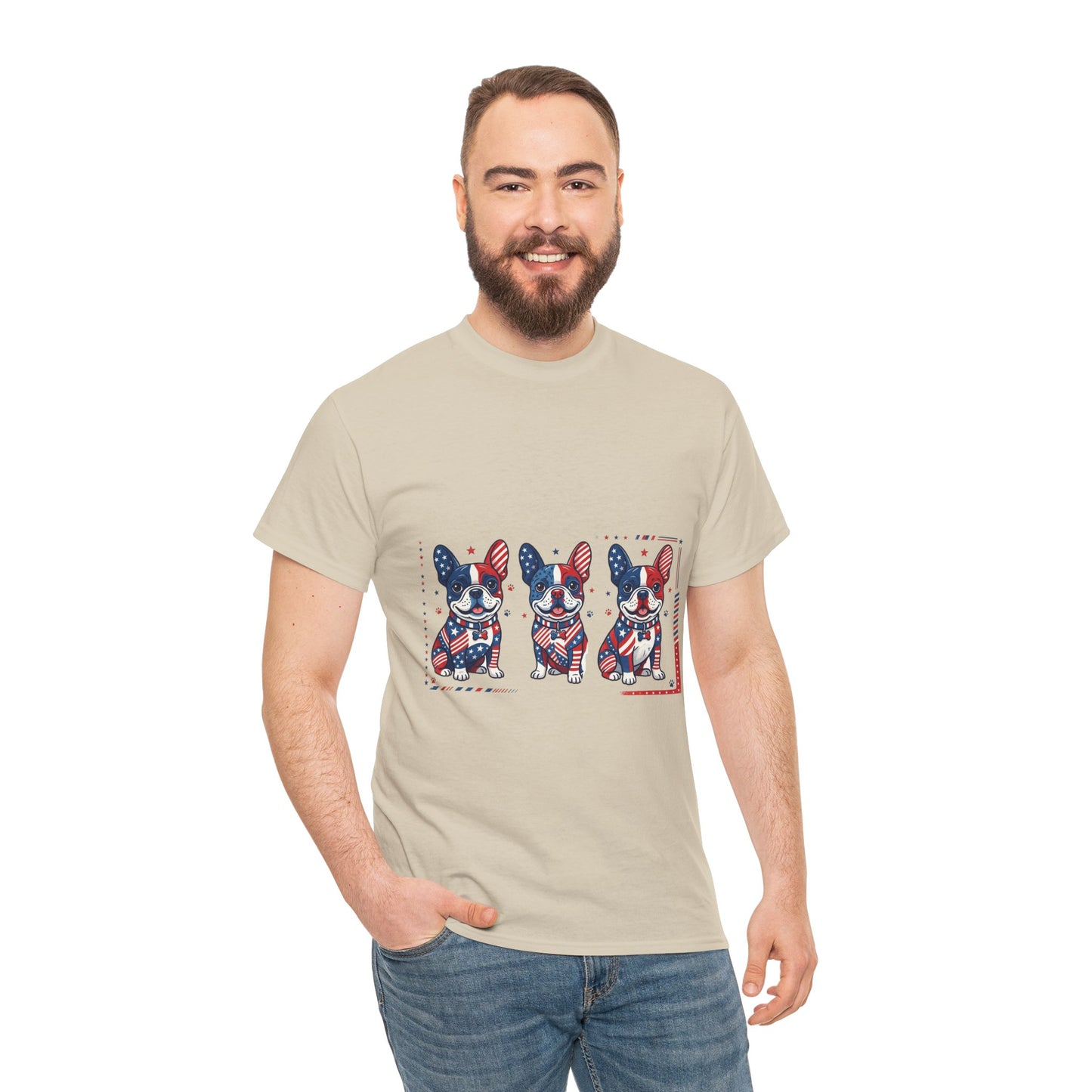 Patriotic French Bulldog Shirt, American Flag Frenchie Trio Tee, Fourth of July Dog Lover Shirt, USA French Bulldog Gift, Frenchie Mom Shirt